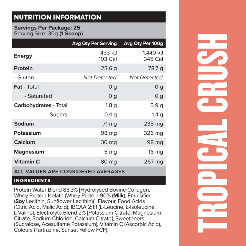 PROTEIN WATER - Tropical Crush - 25 serves-Protein Waters-MNSUPPS0239-9359054001206-2-Muscle Nation
