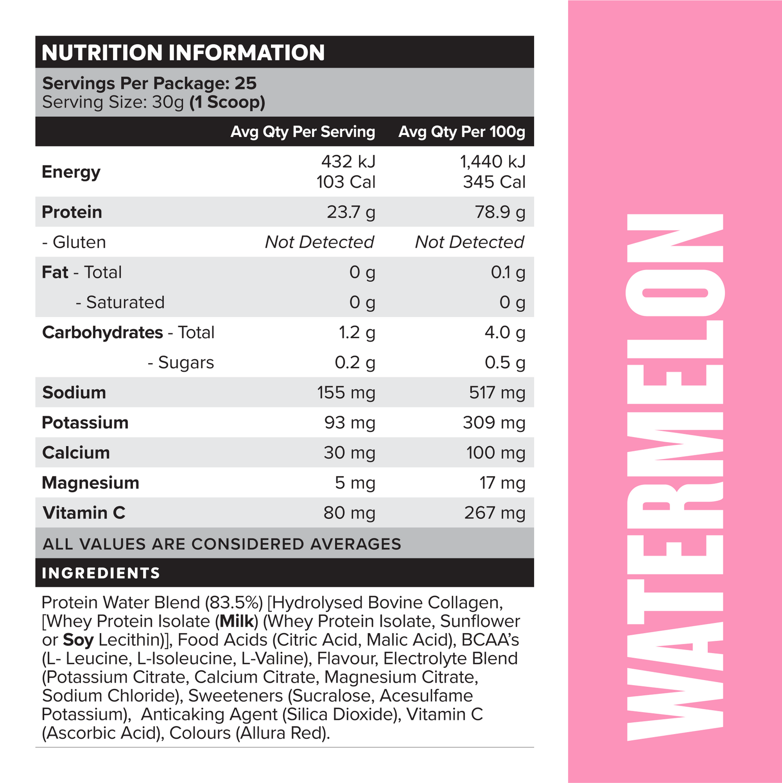 PROTEIN WATER - Watermelon - 25 serves-Protein Waters-MNSUPPS0329-9359054001275-3-Muscle Nation