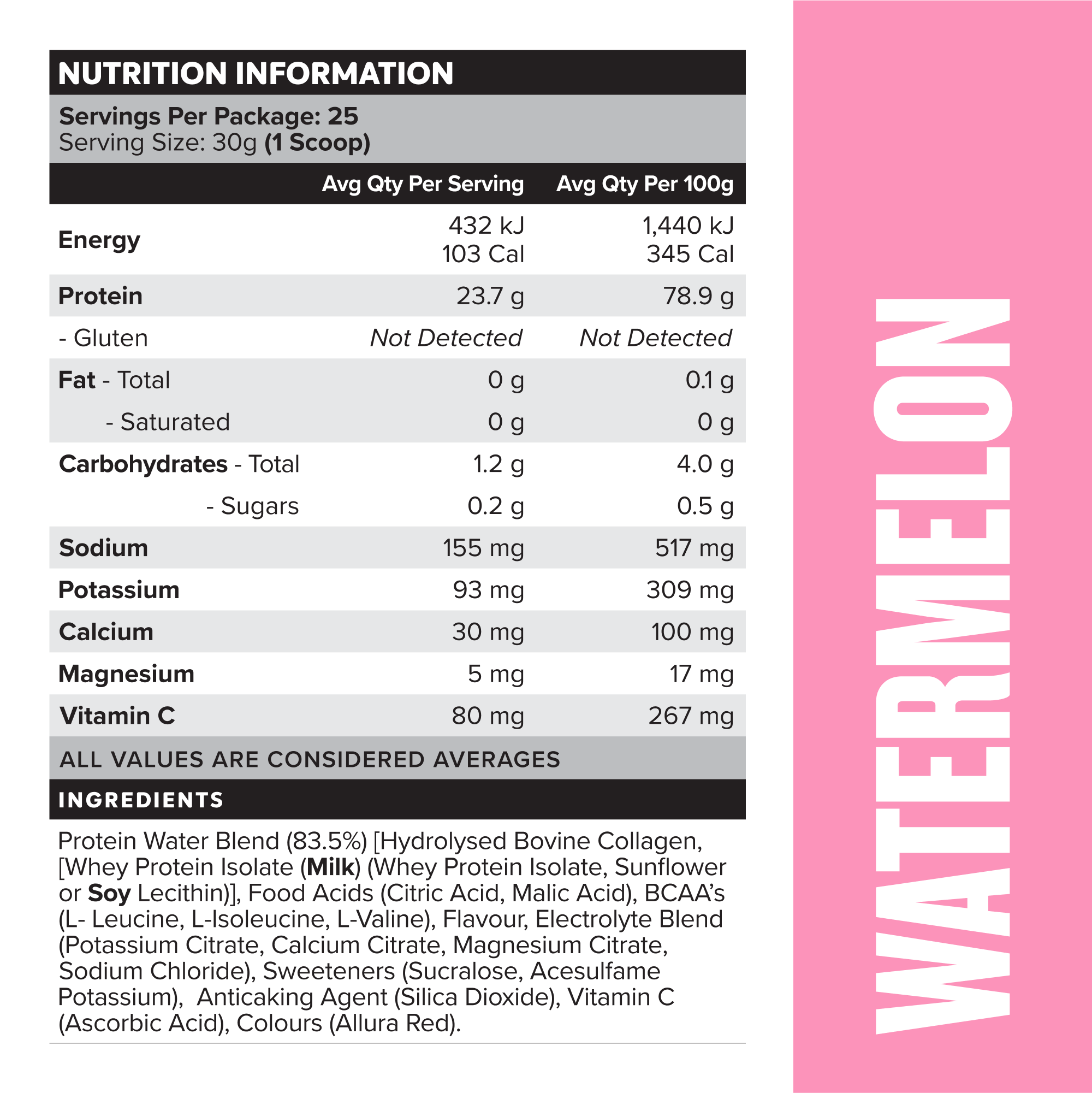 PROTEIN WATER - Watermelon - 25 serves-Protein Waters-MNSUPPS0329-9359054001275-3-Muscle Nation