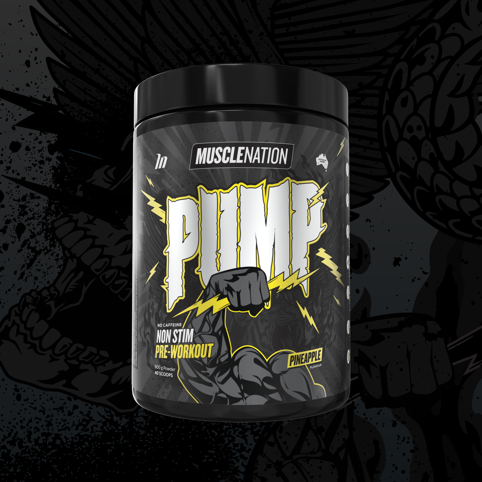 PUMP Pre-Workout Caffeine Free - Pineapple - 40 serves-Pump-MNSUPPS0405-9359054003019-1-Muscle Nation