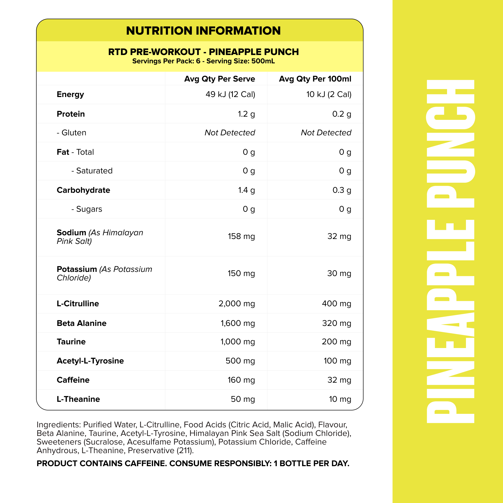 Pre-Workout RTD - Pineapple Punch 500ml (12 Pack)-Ready to Drink-MNSUPPS0361-19359054001807-2-Muscle Nation