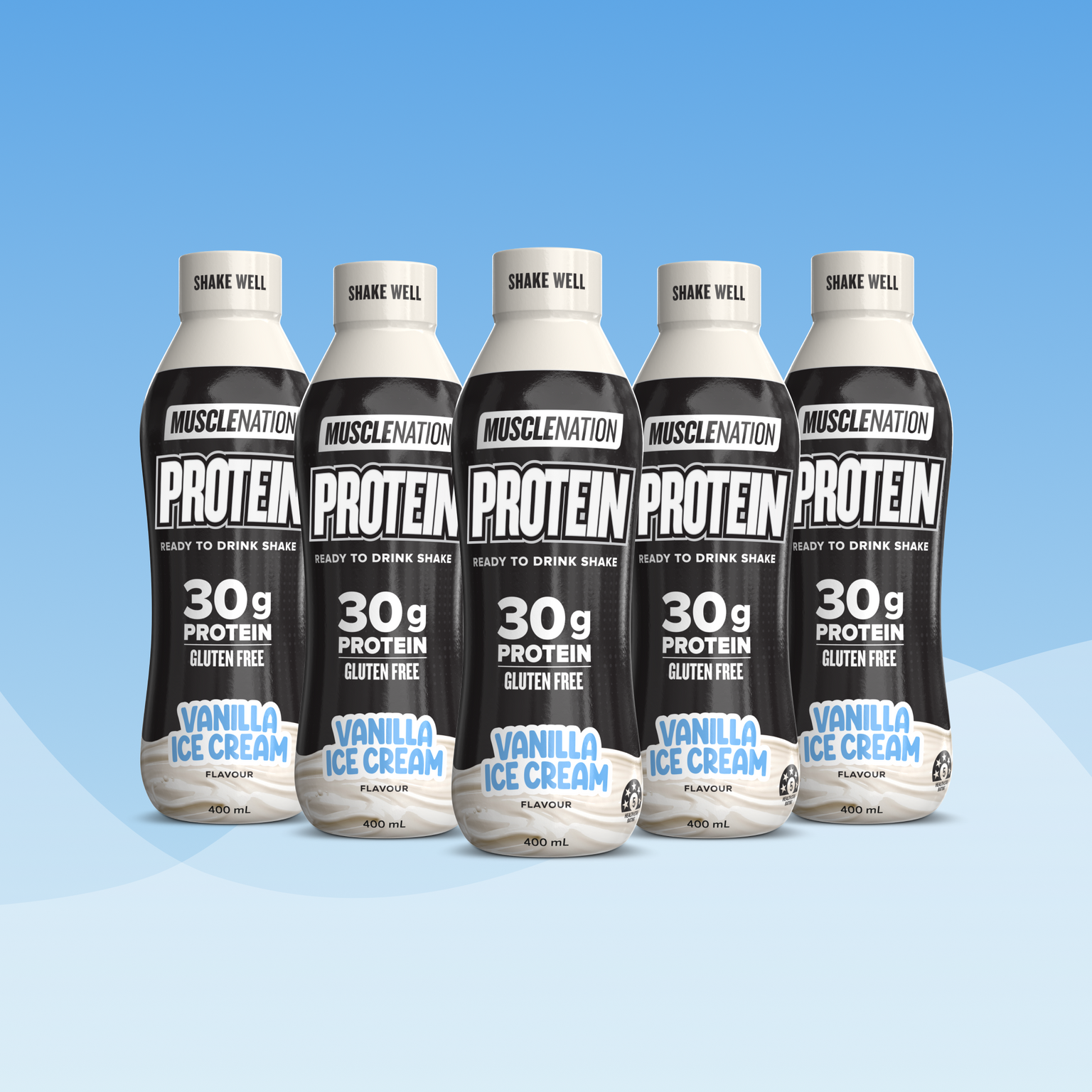 Protein Shake RTD - Vanilla Ice Cream 400ml Bottle (6 Pack)-Ready to Drink-MNSUPPS0363-19359054001777-1-Muscle Nation