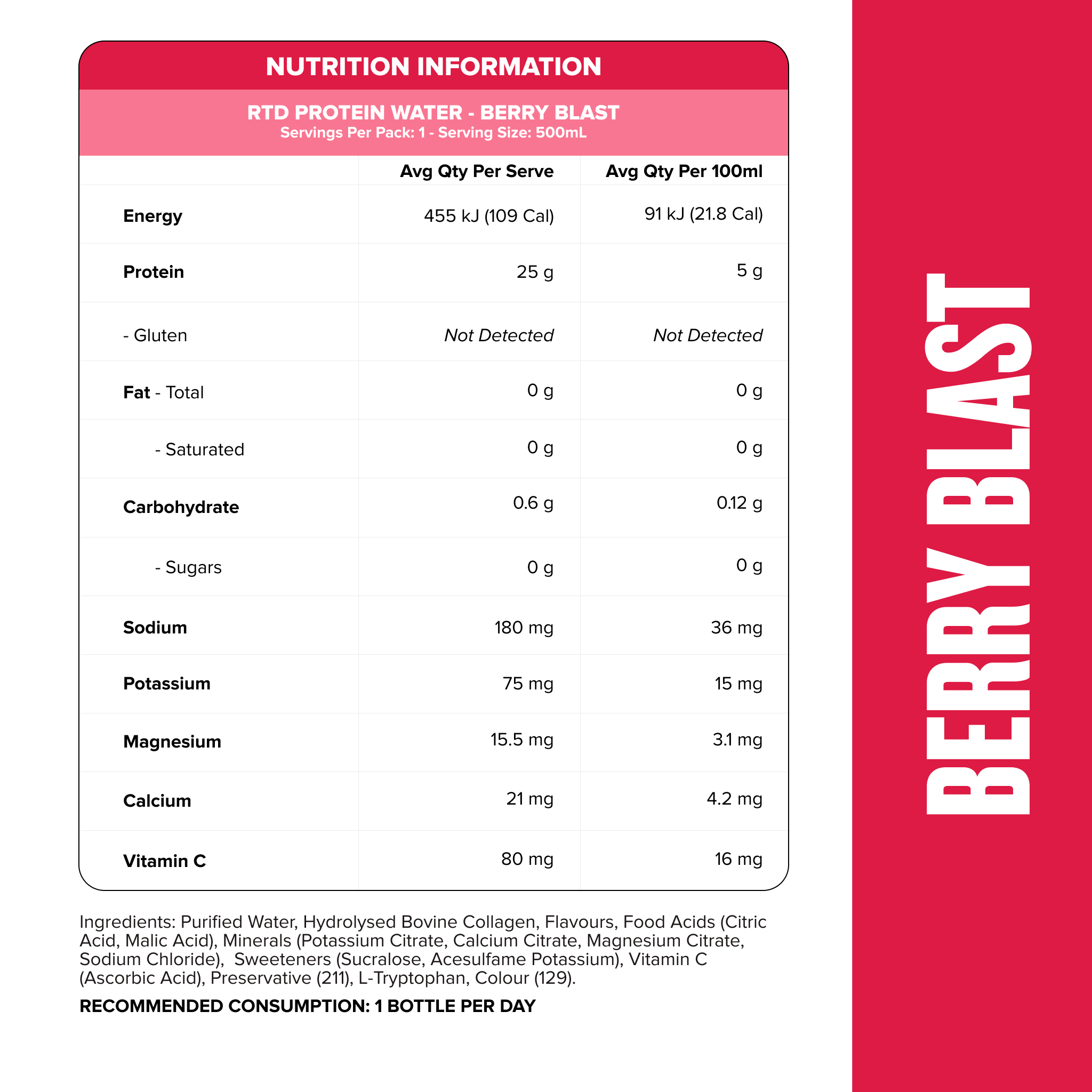 Protein Water RTD - Berry Blast 500ml (12 Pack)-Ready to Drink-MNSUPPS0358-19359054001821-2-Muscle Nation