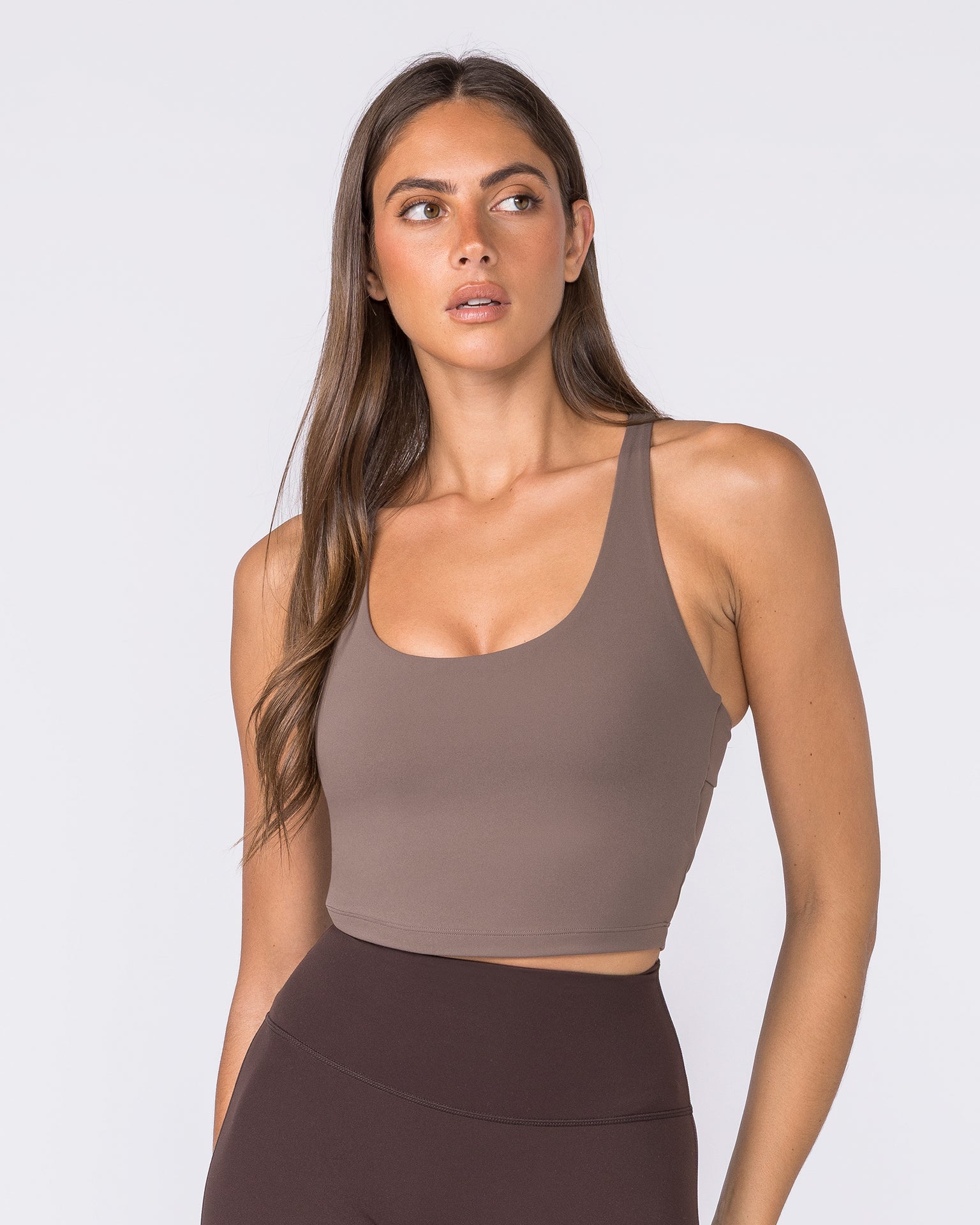 Racer Bra Tank - Taupe-Singlets & Tanks-XXS-032608TAUPE-XXS-MNAPPRL49129-3-Muscle Nation