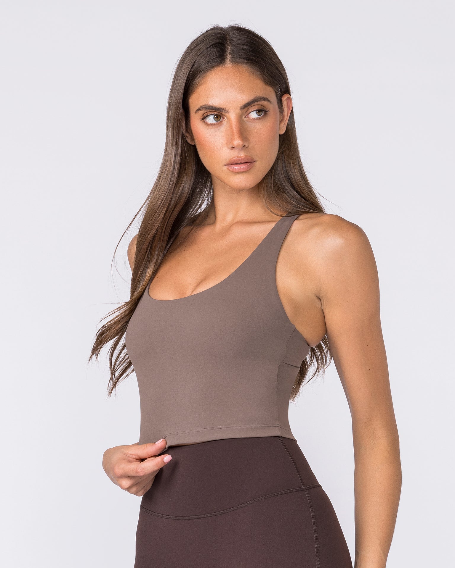 Racer Bra Tank - Taupe-Singlets & Tanks-XXS-032608TAUPE-XXS-MNAPPRL49129-4-Muscle Nation