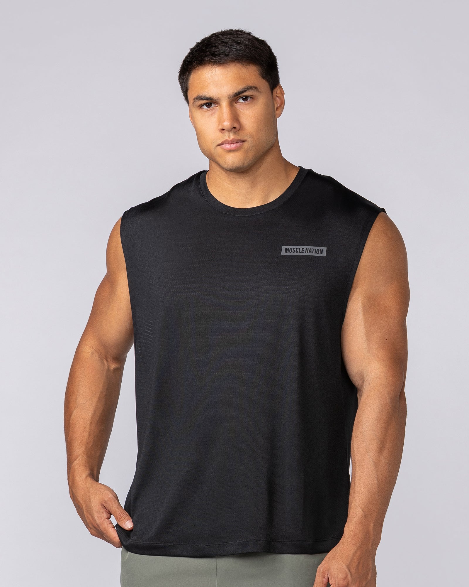Relaxed Active Tank - Black-Singlets & Tanks-S-022438BLK-S-MNAPPRL29740-1-Muscle Nation