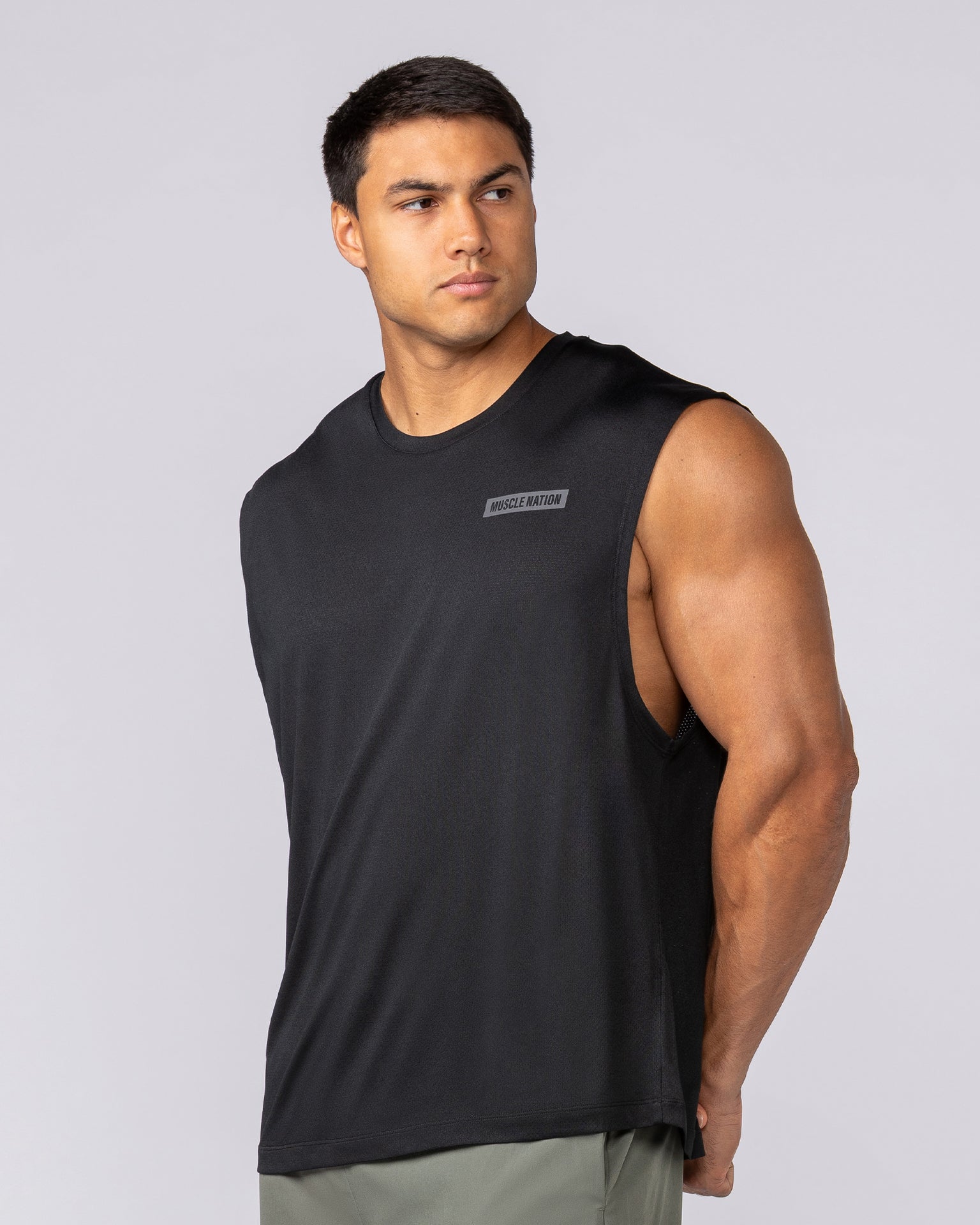 Relaxed Active Tank - Black-Singlets & Tanks-S-022438BLK-S-MNAPPRL29740-2-Muscle Nation