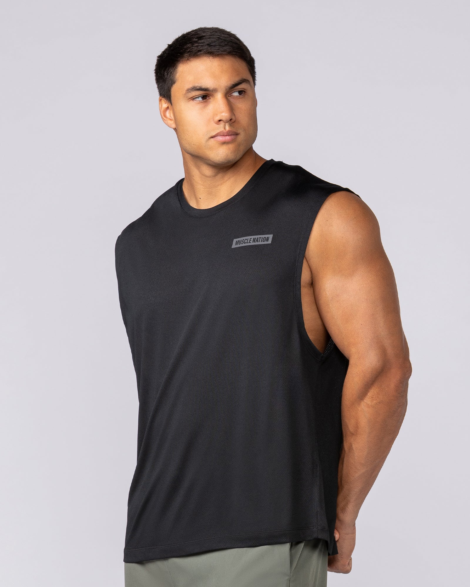 Relaxed Active Tank - Black-Singlets & Tanks-S-022438BLK-S-MNAPPRL29740-2-Muscle Nation