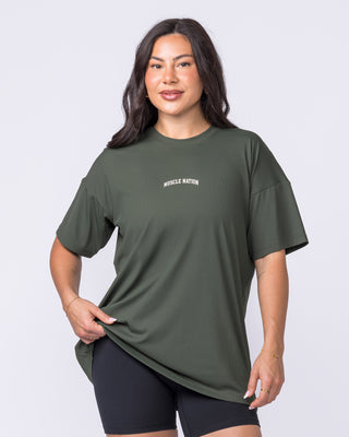 Relaxed Rib Training Tee - Dark Eucalyptus-T-Shirts-XXS-022614DEUYPTS-XXS-MNAPPRL48596-1-Muscle Nation