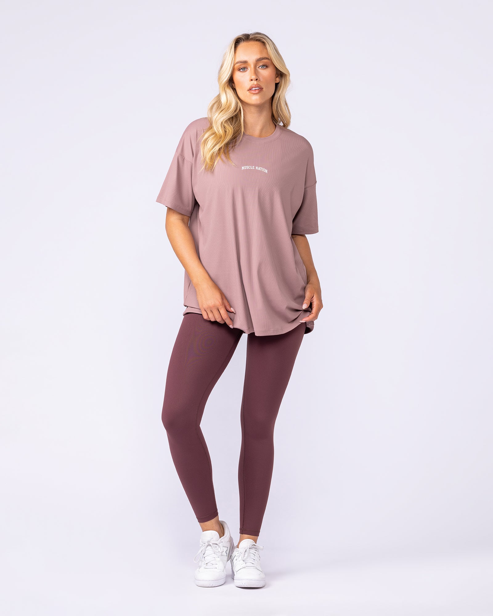 Relaxed Rib Training Tee - Mocha Berry-Tops-XXS-112537MCHBRY-XXS-MNAPPRL45183-6-Muscle Nation