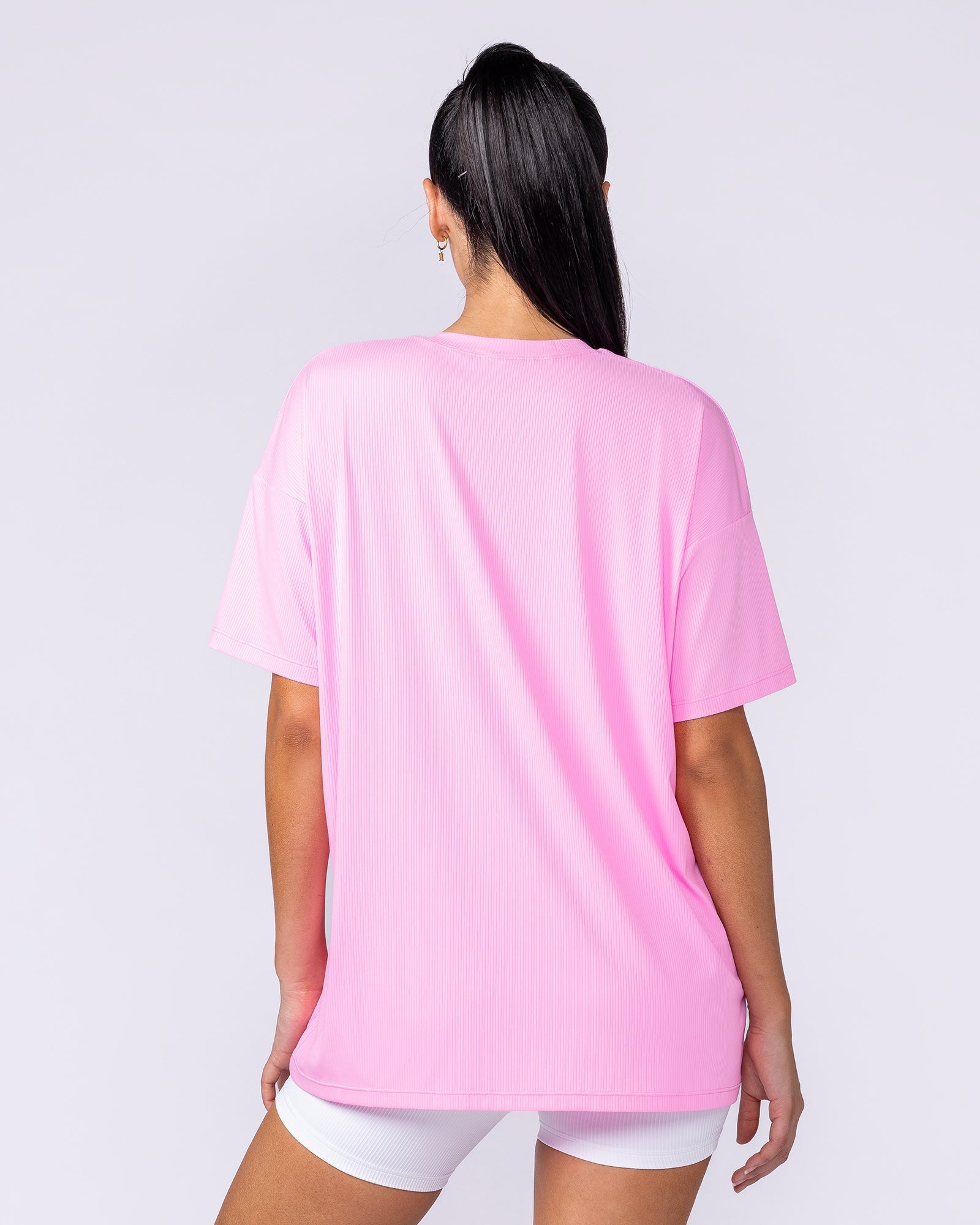 Relaxed Rib Training Tee - Sugar Pink-Tops-XXS-112537SGPK-XXS-MNAPPRL45192-4-Muscle Nation