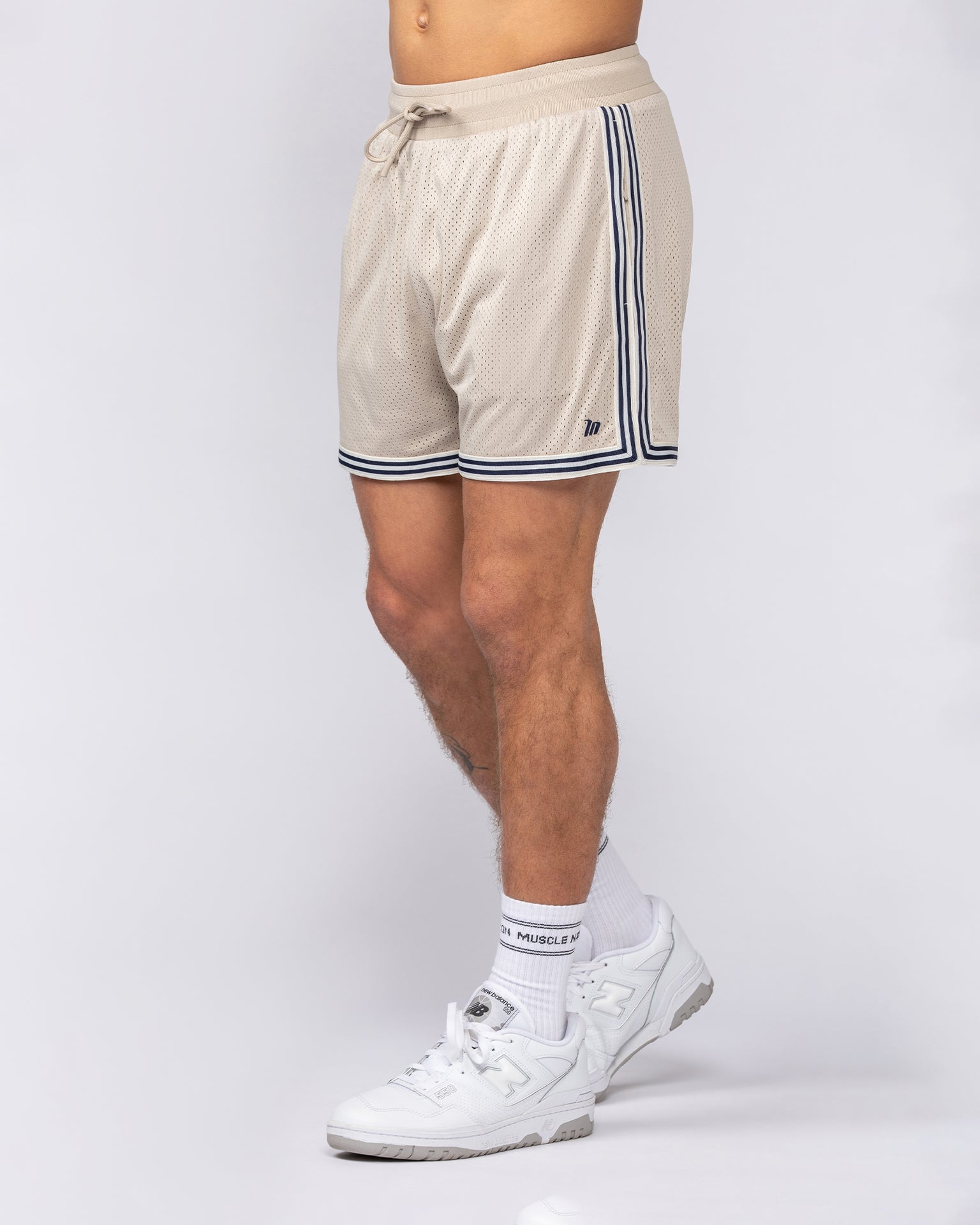 Retro Mesh Training 4" Shorts - Beige-Shorts-S-082527BEIGE-S-MNAPPRL43928-1-Muscle Nation