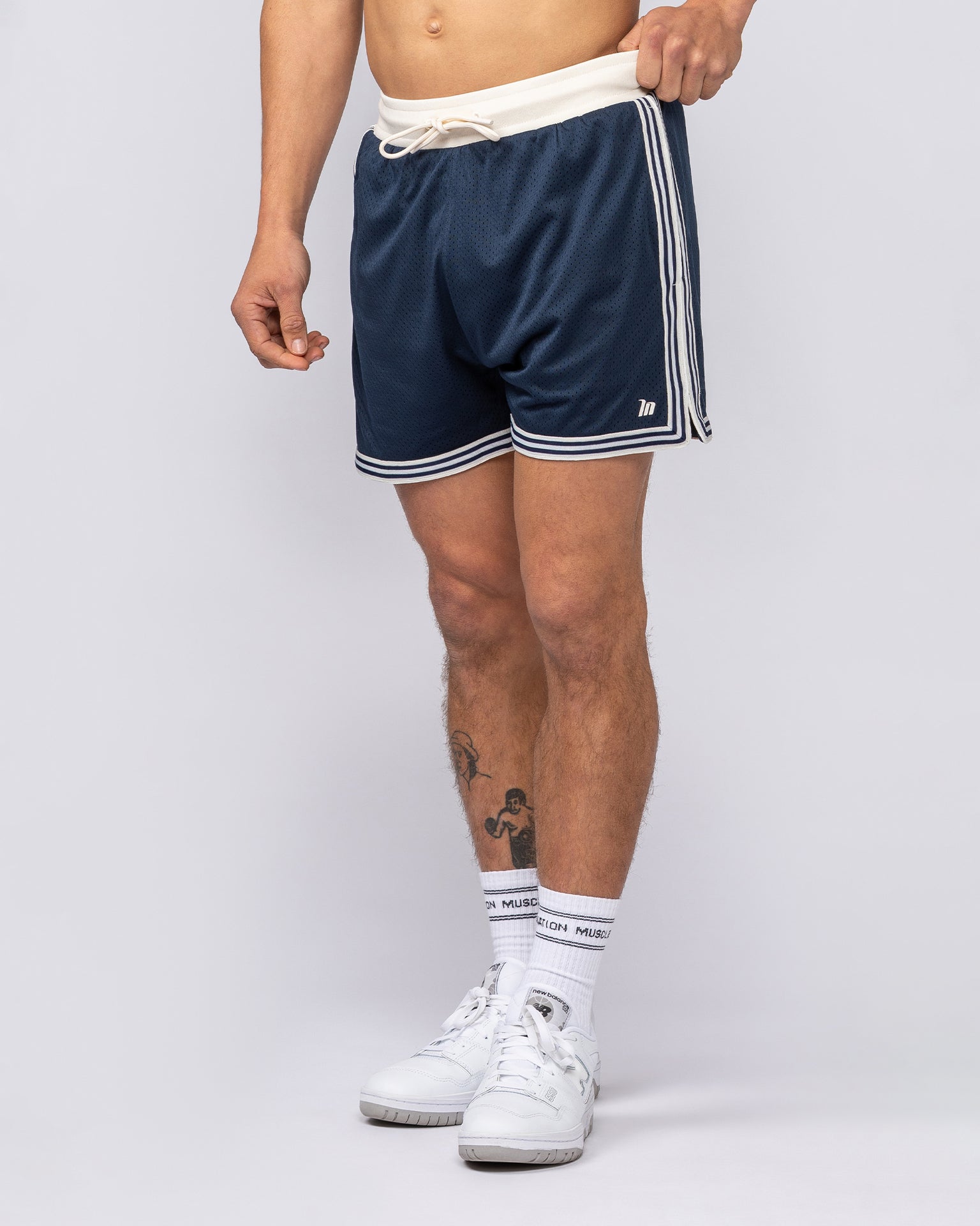 Retro Mesh Training 4" Shorts - Navy-Shorts-S-082527NAVY-S-MNAPPRL43935-1-Muscle Nation