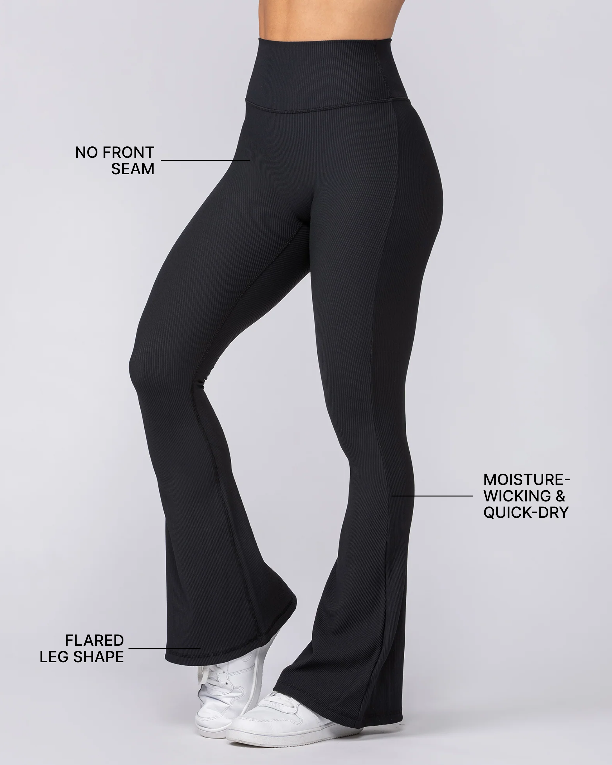 Zero Rise Rib Flare Leggings - Black-Leggings-XXS-042306BLK-XXS-MNAPPRL23429-2-Muscle Nation