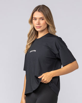 Rib Boxy Training Tee - Black-T-Shirts-XXS-092511BLK-XXS-MNAPPRL44534-2-Muscle Nation