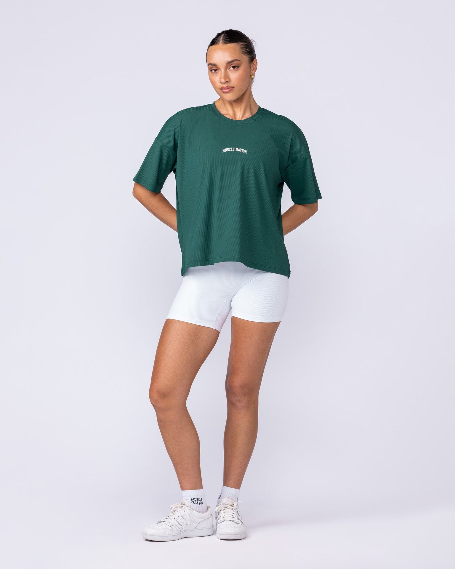 Rib Boxy Training Tee - Evergreen-Tops-XXS-112511EVEGRN-XXS-MNAPPRL45264-5-Muscle Nation