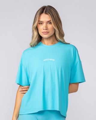 Rib Boxy Training Tee - Oasis Blue-T-Shirts-XXS-092511OABL-XXS-MNAPPRL44552-1-Muscle Nation