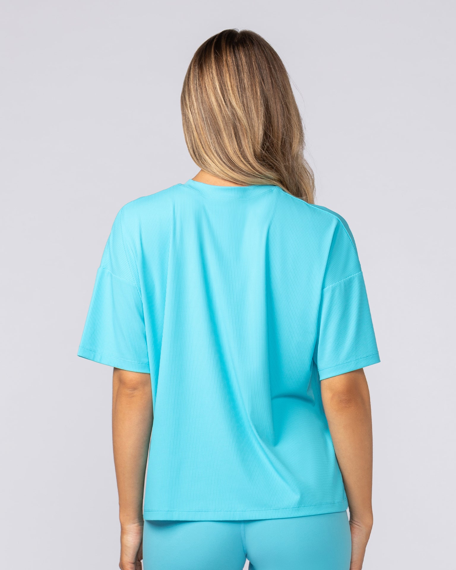 Rib Boxy Training Tee - Oasis Blue-T-Shirts-XXS-092511OABL-XXS-MNAPPRL44552-4-Muscle Nation