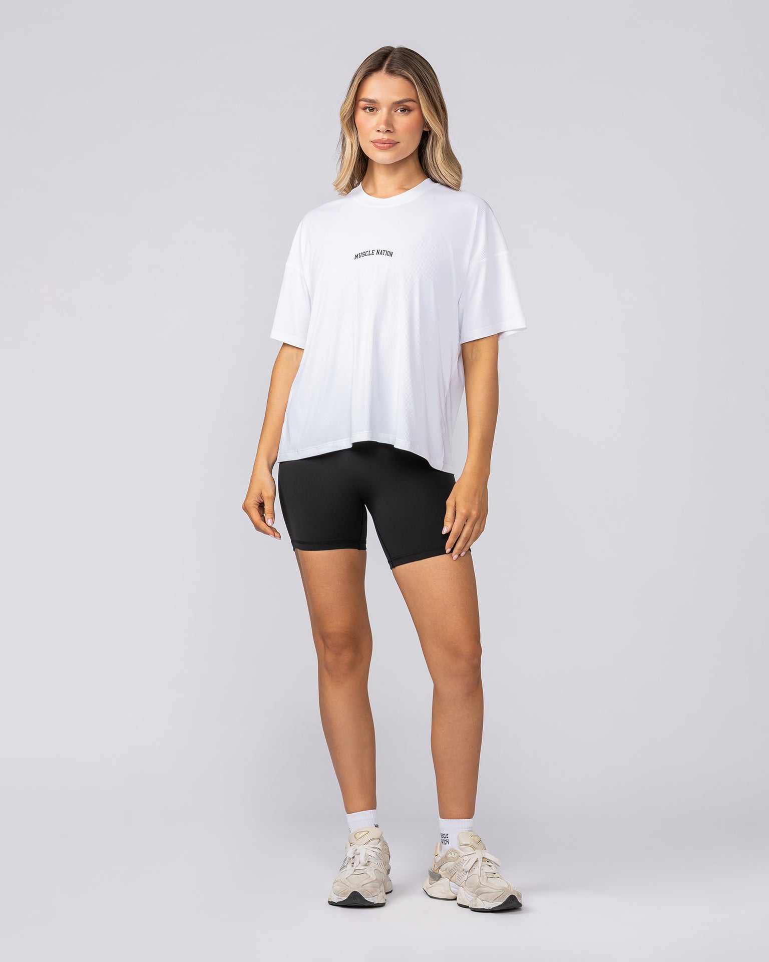 Rib Boxy Training Tee - White-T-Shirts-XXS-092511WHT-XXS-MNAPPRL44543-5-Muscle Nation