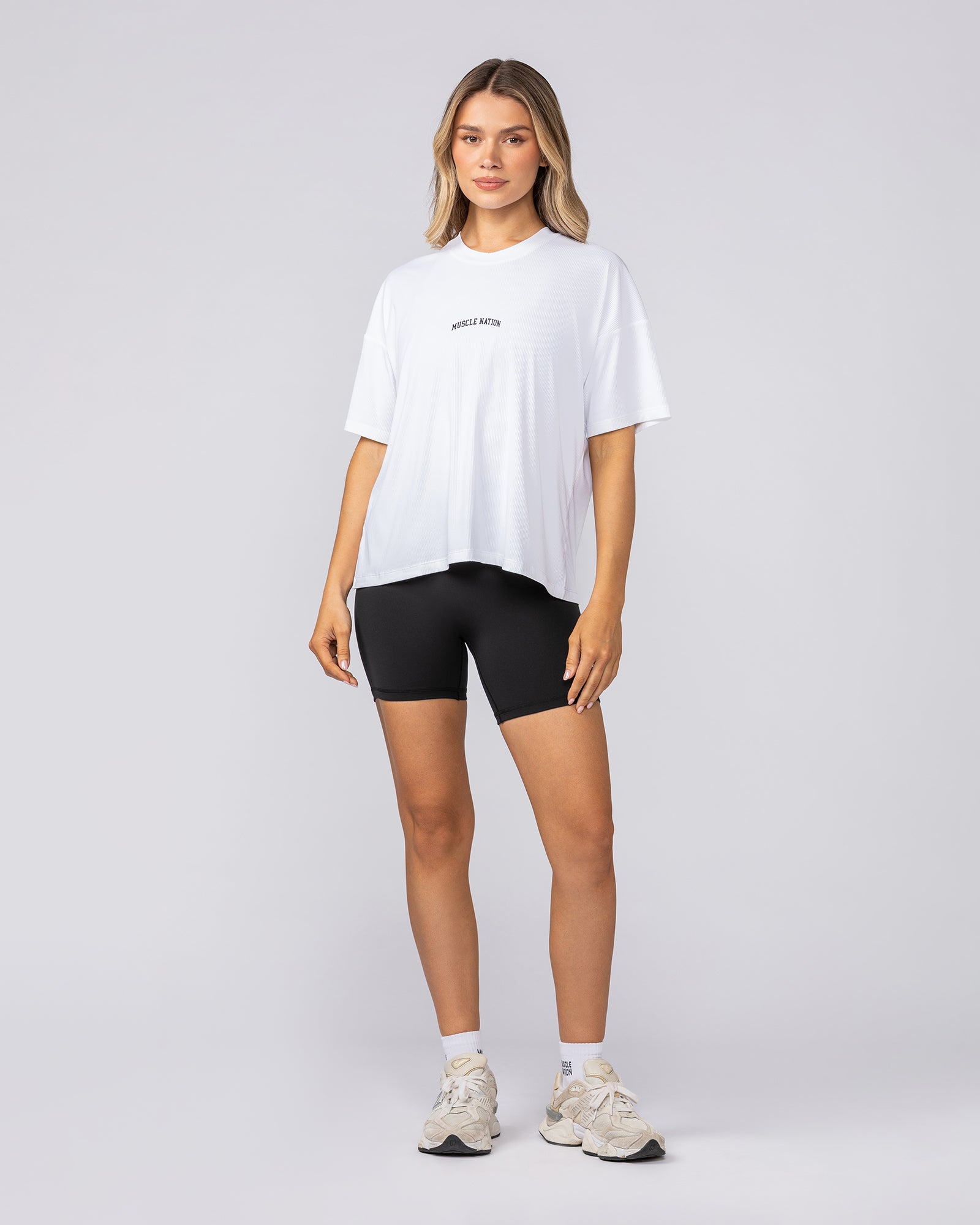 Rib Boxy Training Tee - White-T-Shirts-XXS-092511WHT-XXS-MNAPPRL44543-5-Muscle Nation