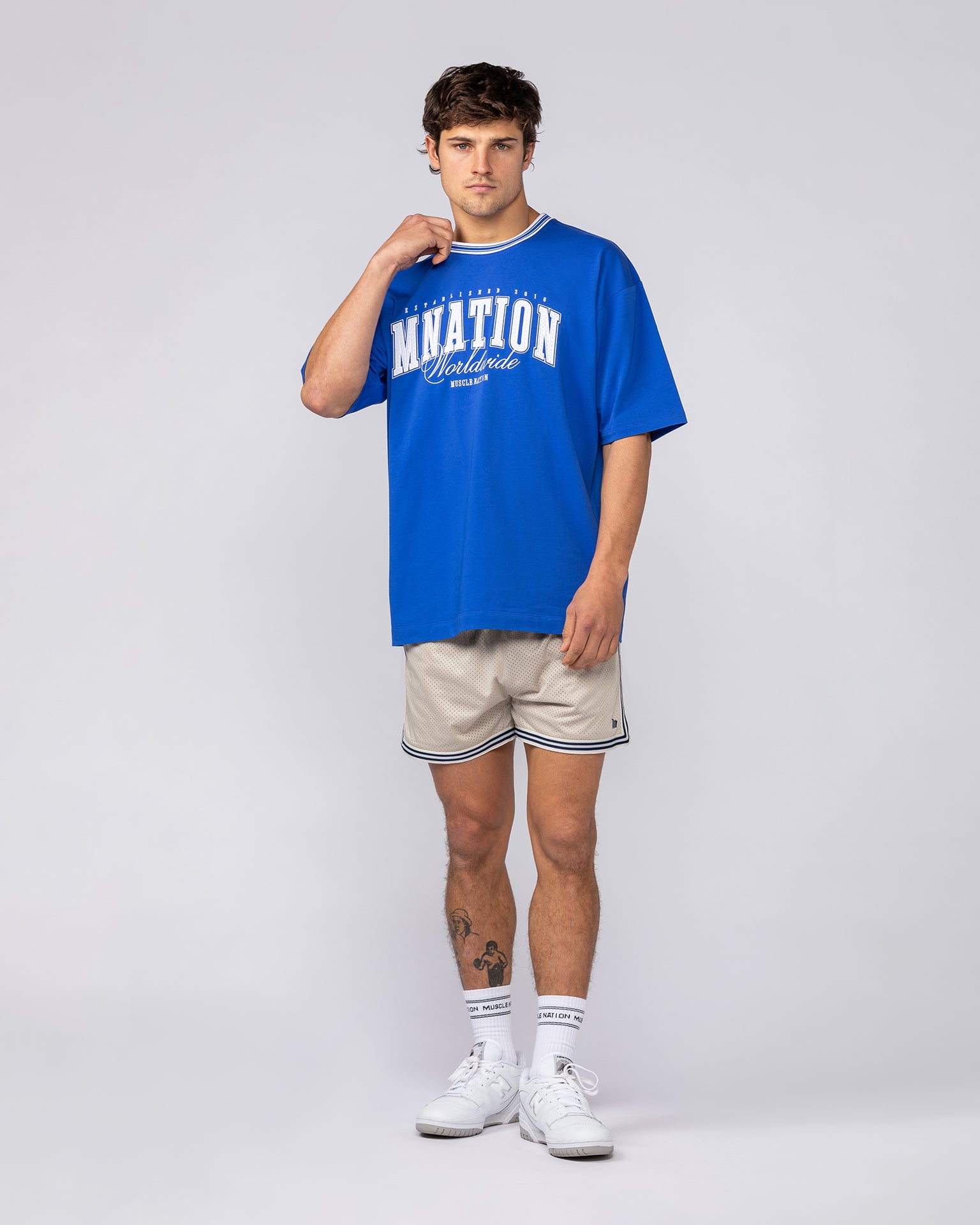 Ringer Oversized Tee - Power Blue-T-Shirts-XS-082521PWRBL-XS-MNAPPRL43878-7-Muscle Nation