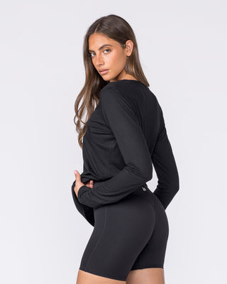 Routine Long Sleeve Top - Black-Long Sleeve T-Shirts-XXS-032610BLK-XXS-MNAPPRL49503-2-Muscle Nation
