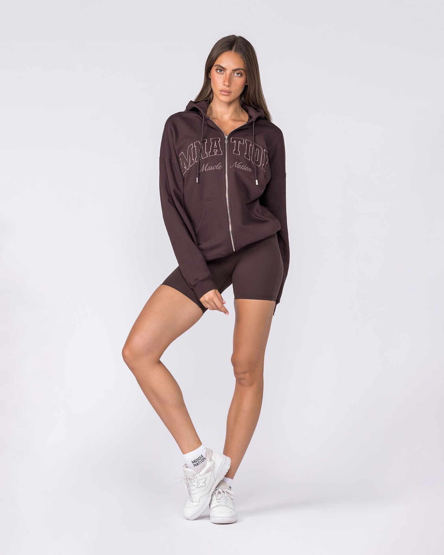 Routine Zip Through Hoodie - Cocoa-Jumpers & Hoodies-XXS-032619COCOA-XXS-MNAPPRL49242-6-Muscle Nation