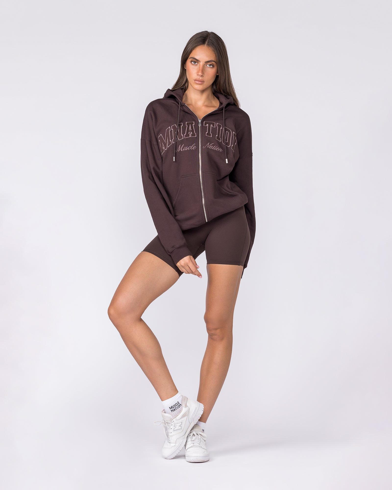 Routine Zip Through Hoodie - Cocoa-Jumpers & Hoodies-XXS-032619COCOA-XXS-MNAPPRL49242-6-Muscle Nation