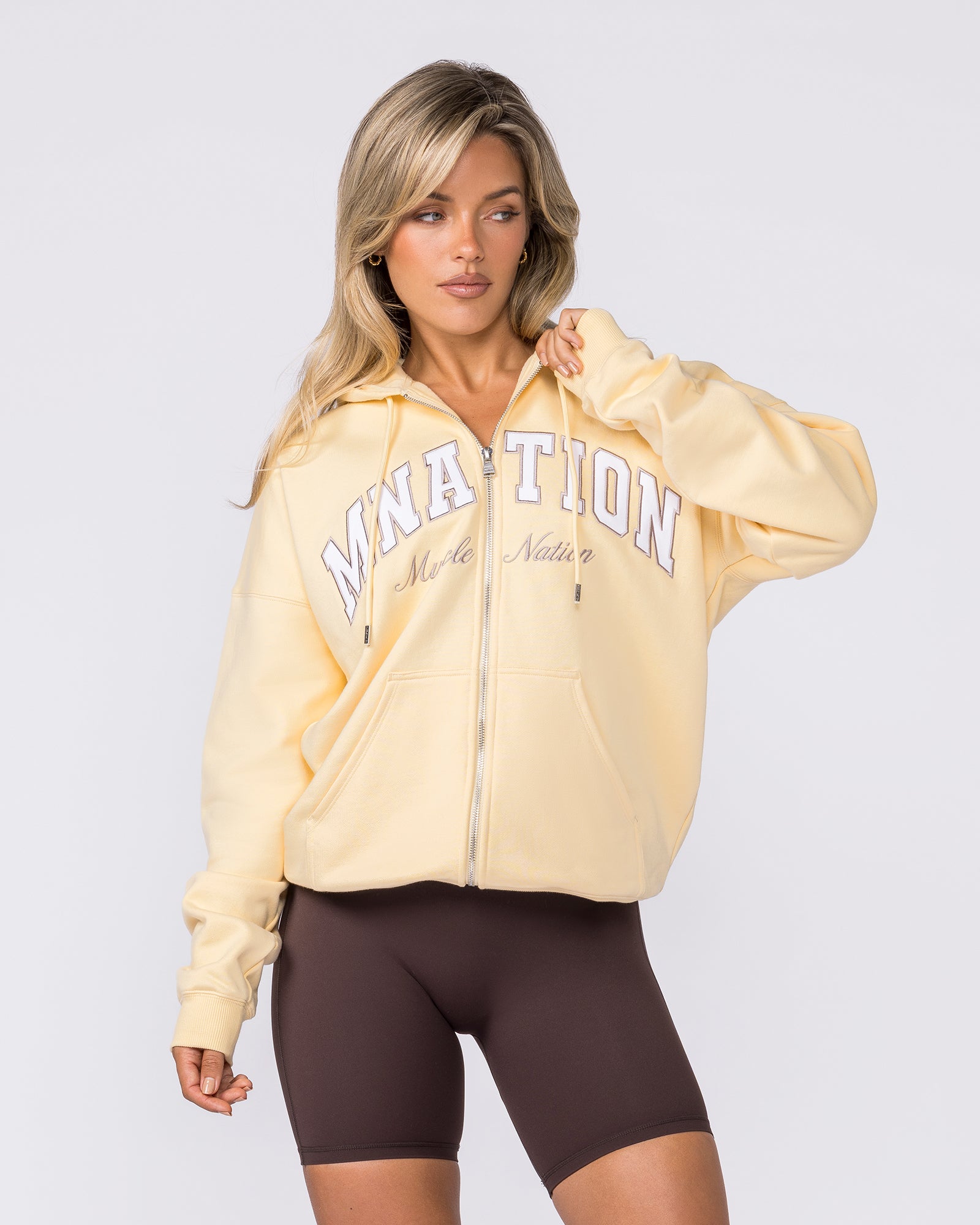 Routine Zip Through Hoodie - Panna Cotta-Jumpers & Hoodies-XXS-032619PANCOT-XXS-MNAPPRL49233-4-Muscle Nation