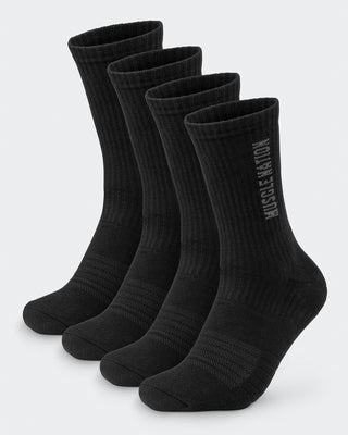 Mens Linear Crew Sock (2x Pack) - Black-Socks-Black-ACC1124165BLK-ONE-MNAPPRL32718-1-Muscle Nation