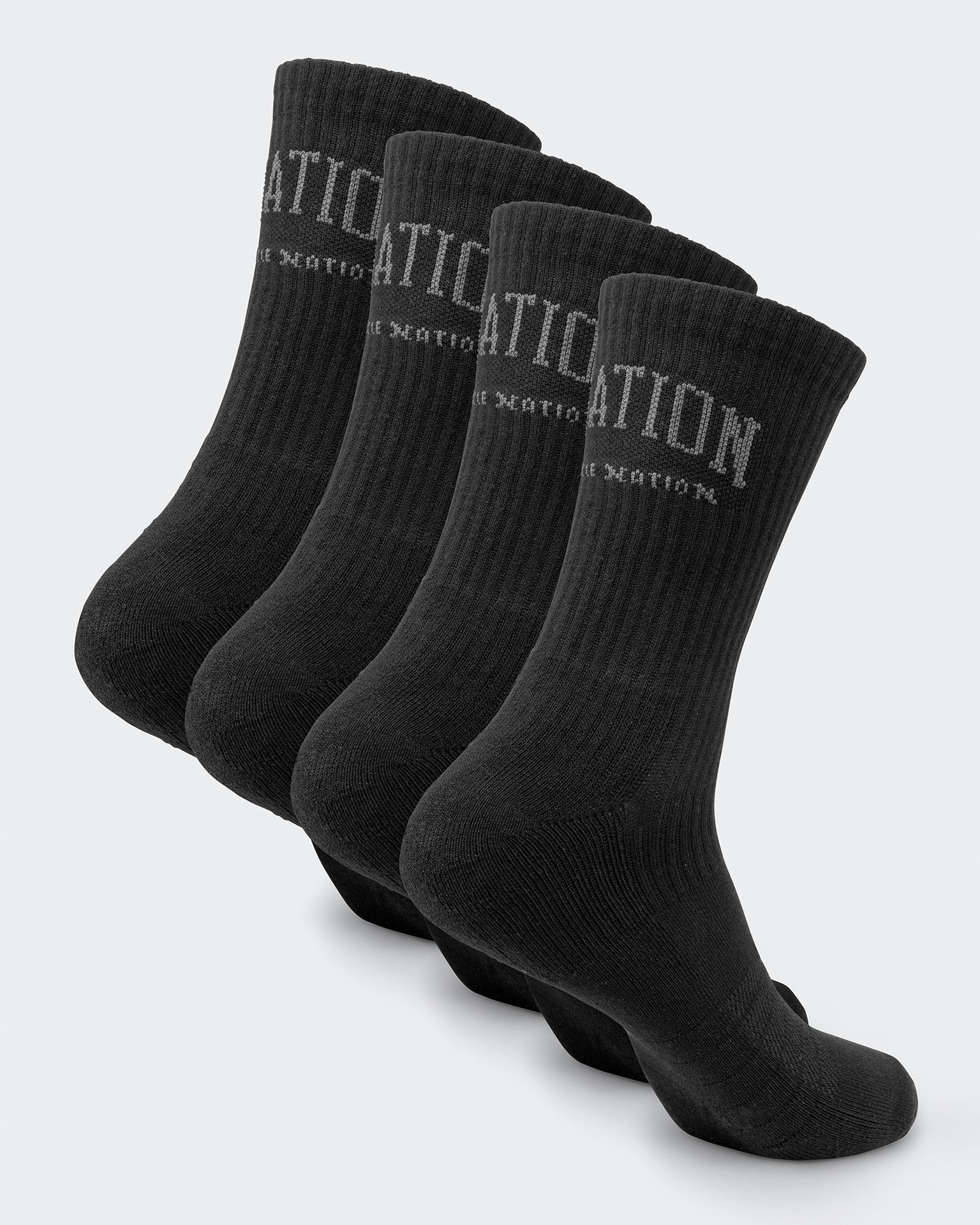 Mens Varsity Crew Sock (2x Pack) - Black-Socks-Black-ACC1124179BLK-ONE-MNAPPRL32728-1-Muscle Nation
