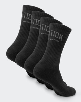 Mens Varsity Crew Sock (2x Pack) - Black-Socks-Black-ACC1124179BLK-ONE-MNAPPRL32728-1-Muscle Nation