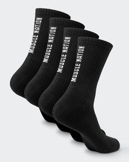 Mens Trainer Crew Sock (2x Pack) - Black-Socks-Black-ACC1124166BLK-ONE-MNAPPRL32721-1-Muscle Nation
