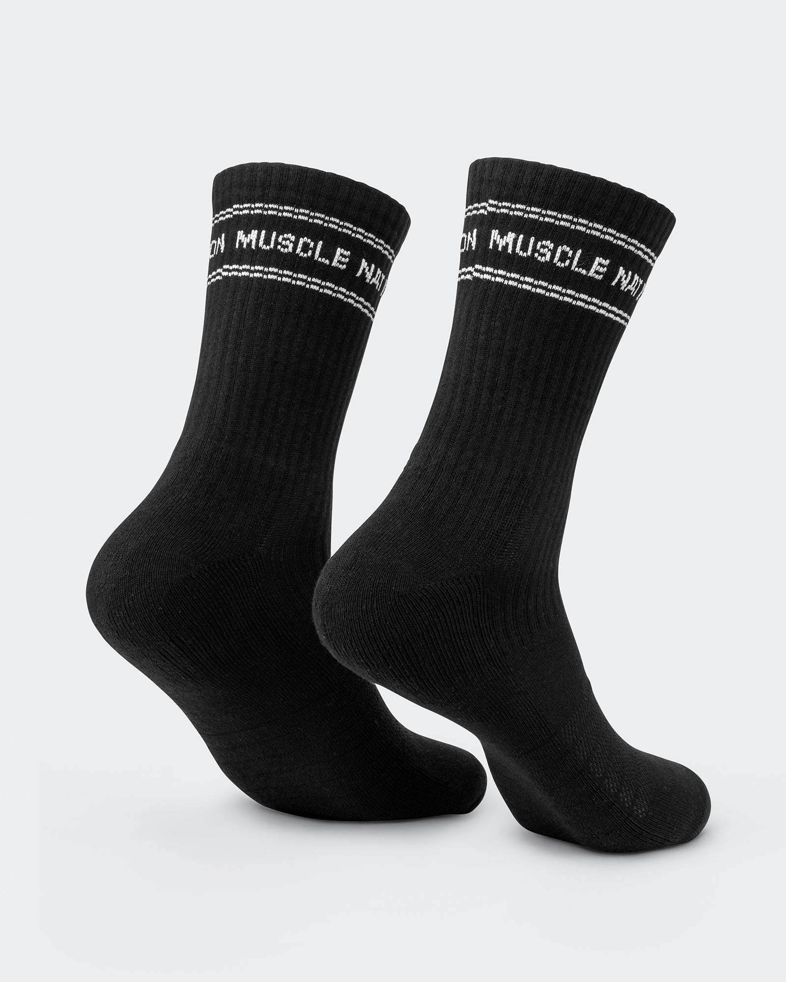 Mens Stripe Crew Sock (2x Pack) - Black-Socks-Black-ACC1124169BLK-ONE-MNAPPRL32727-3-Muscle Nation