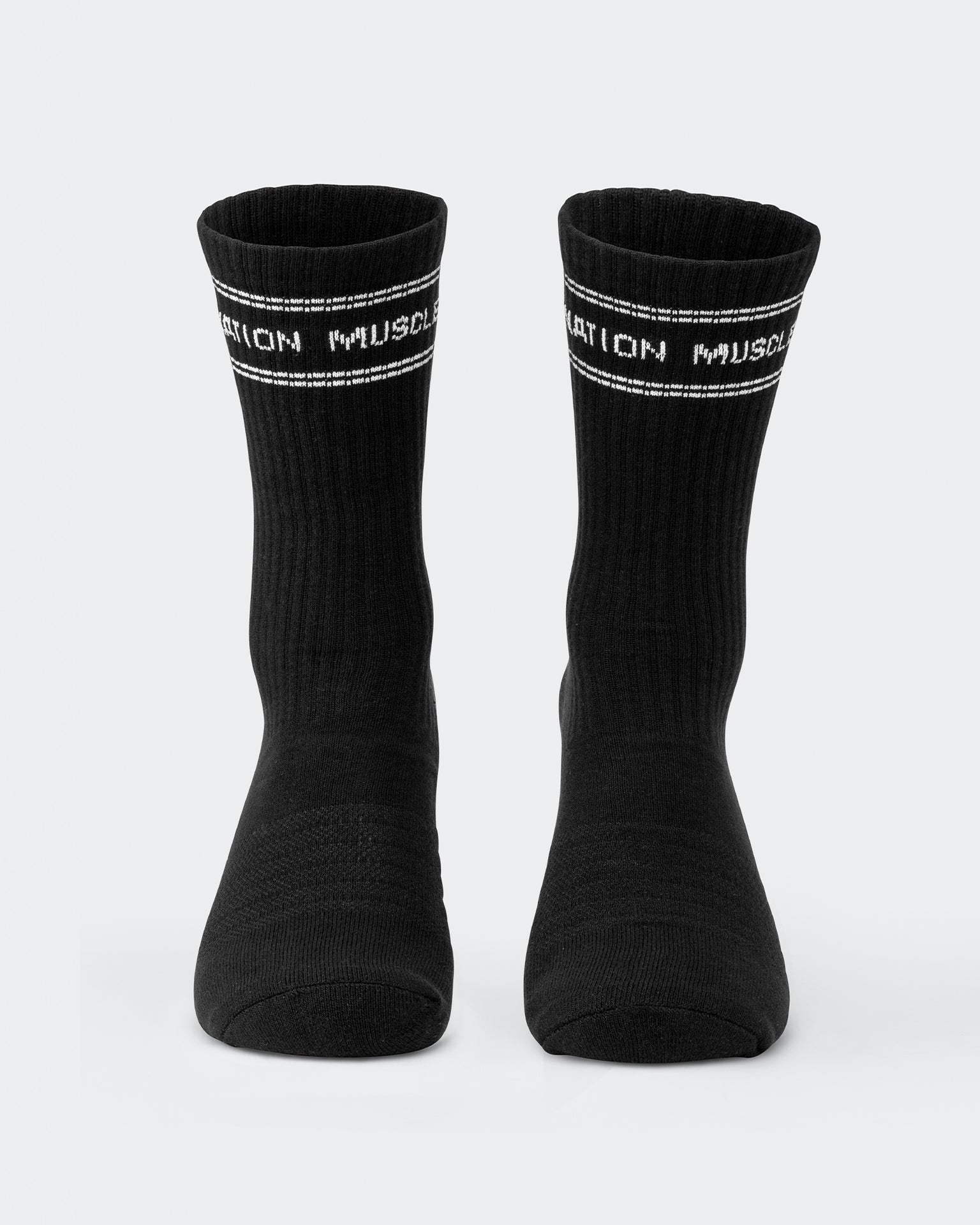 Mens Stripe Crew Sock (2x Pack) - Black-Socks-Black-ACC1124169BLK-ONE-MNAPPRL32727-4-Muscle Nation