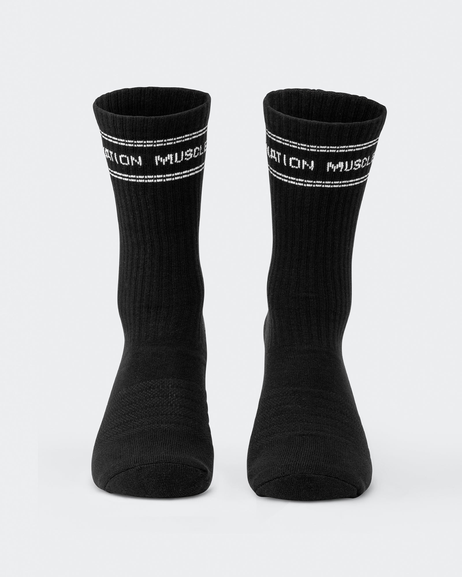 Mens Stripe Crew Sock (2x Pack) - Black-Socks-Black-ACC1124169BLK-ONE-MNAPPRL32727-4-Muscle Nation