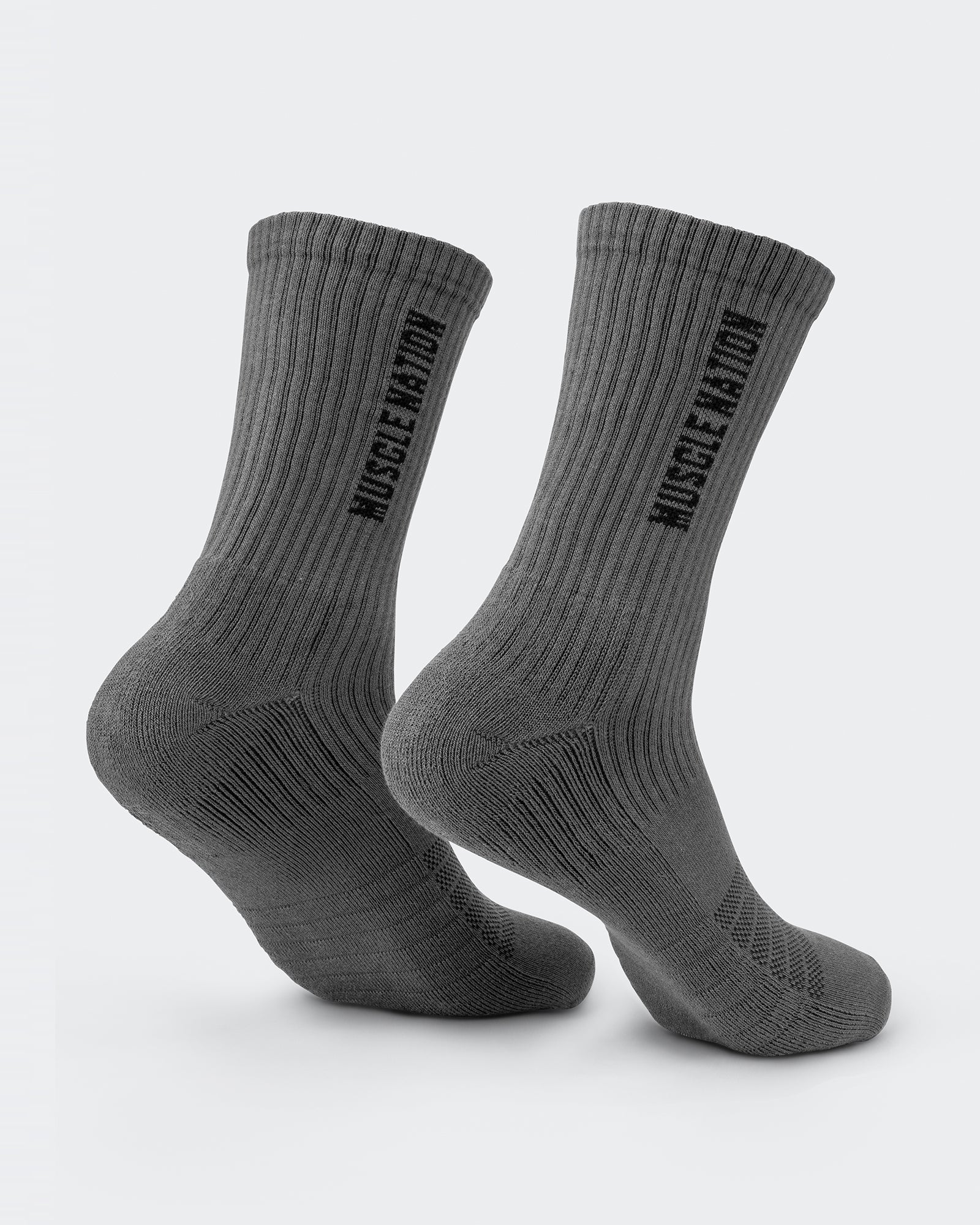 Mens Linear Crew Sock (2x Pack) - Charcoal-Socks-Charcoal-ACC1124165CHAR-ONE-MNAPPRL32719-5-Muscle Nation