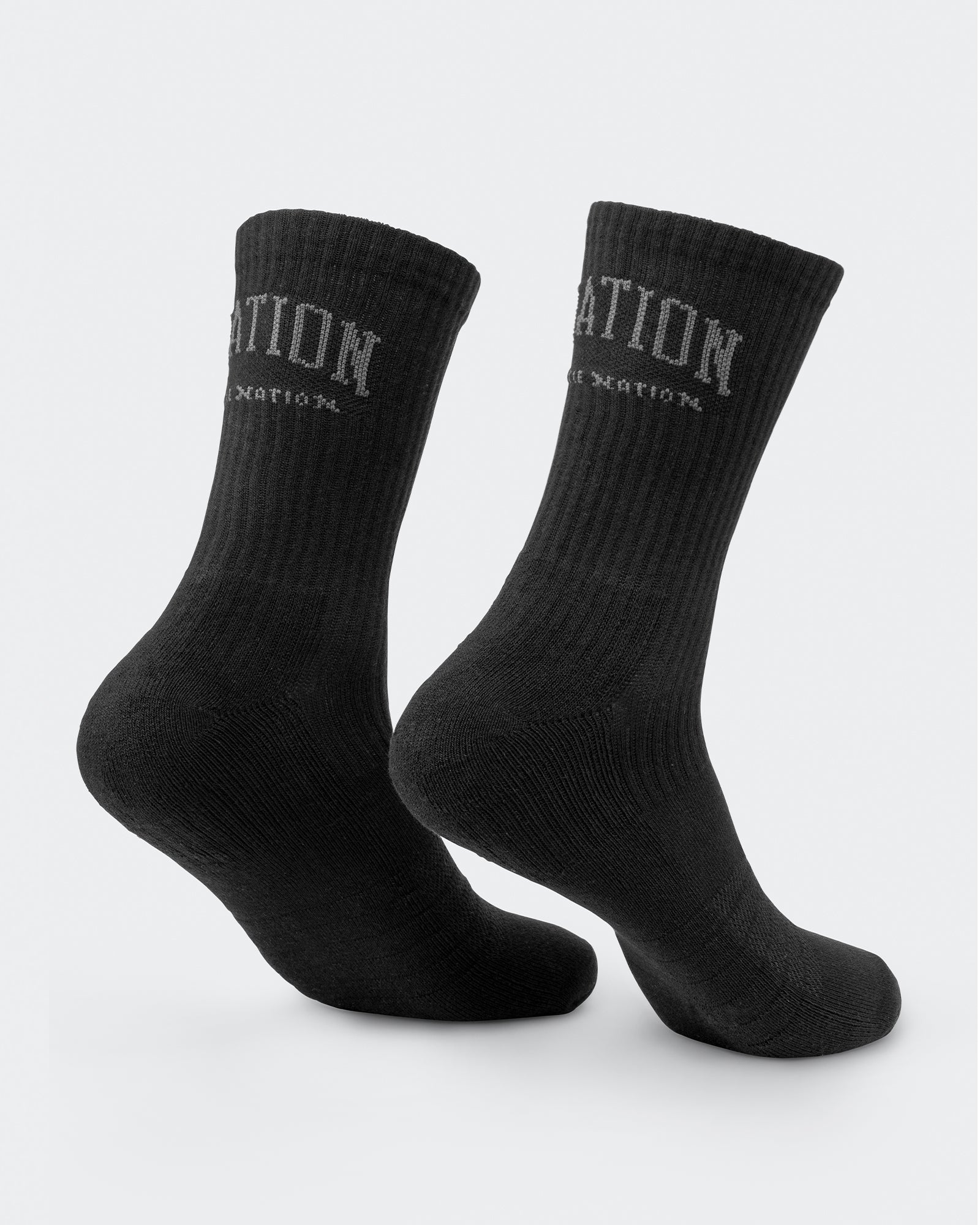 Mens Varsity Crew Sock (2x Pack) - Black-Socks-Black-ACC1124179BLK-ONE-MNAPPRL32728-4-Muscle Nation