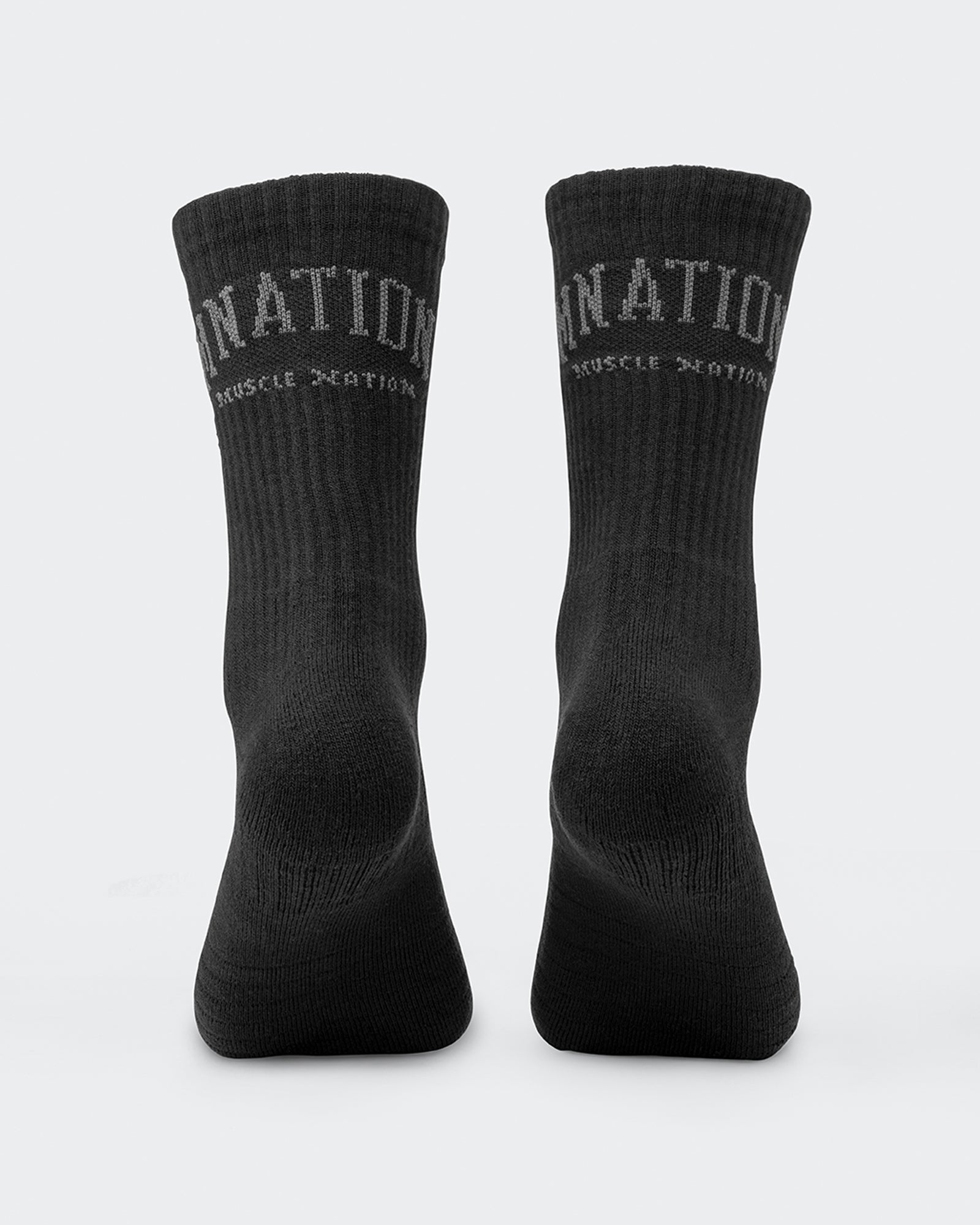 Mens Varsity Crew Sock (2x Pack) - Black-Socks-Black-ACC1124179BLK-ONE-MNAPPRL32728-5-Muscle Nation