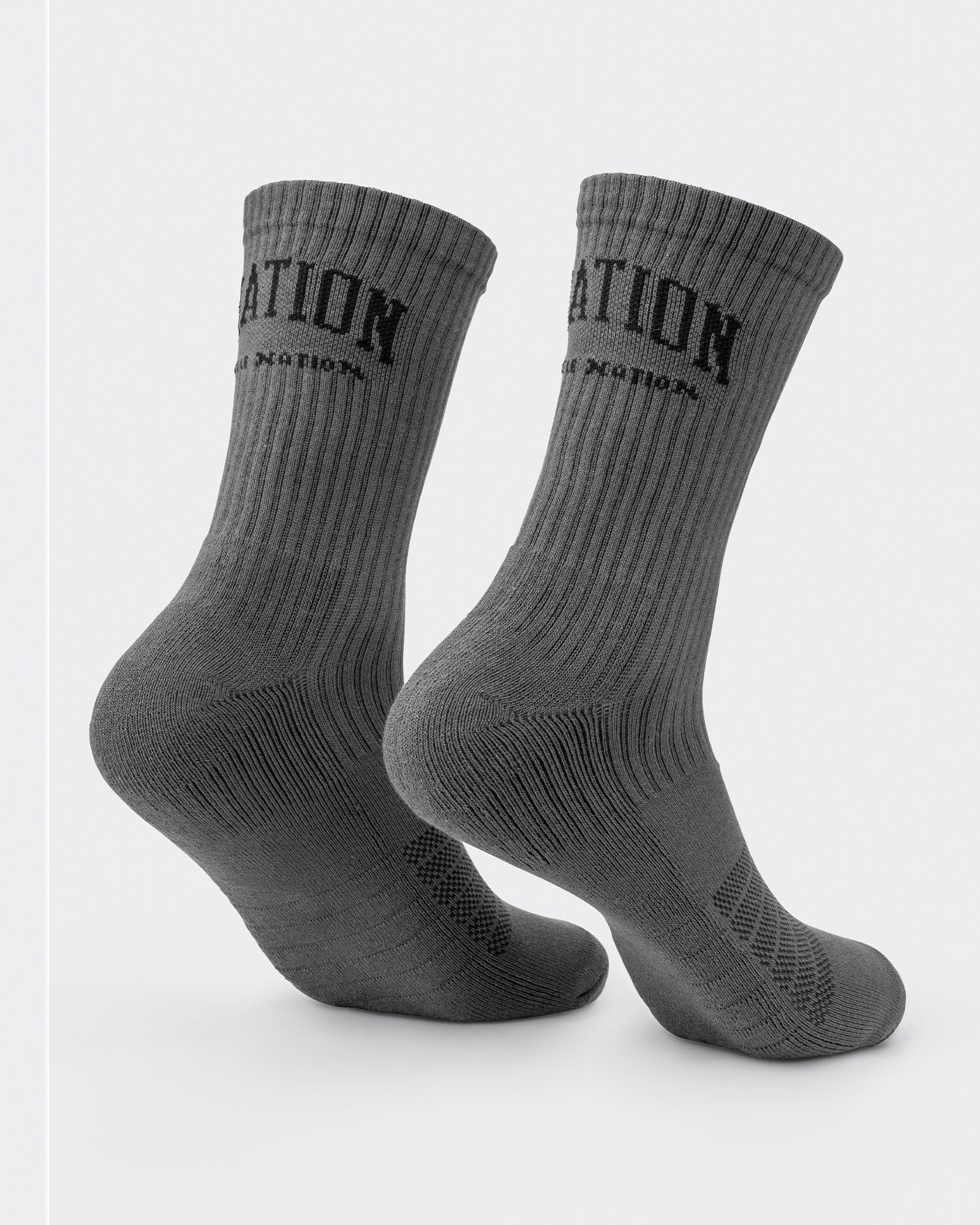 Mens Varsity Crew Sock (2x Pack) - Charcoal-Socks-Charcoal-ACC1124179CHAR-ONE-MNAPPRL32729-4-Muscle Nation