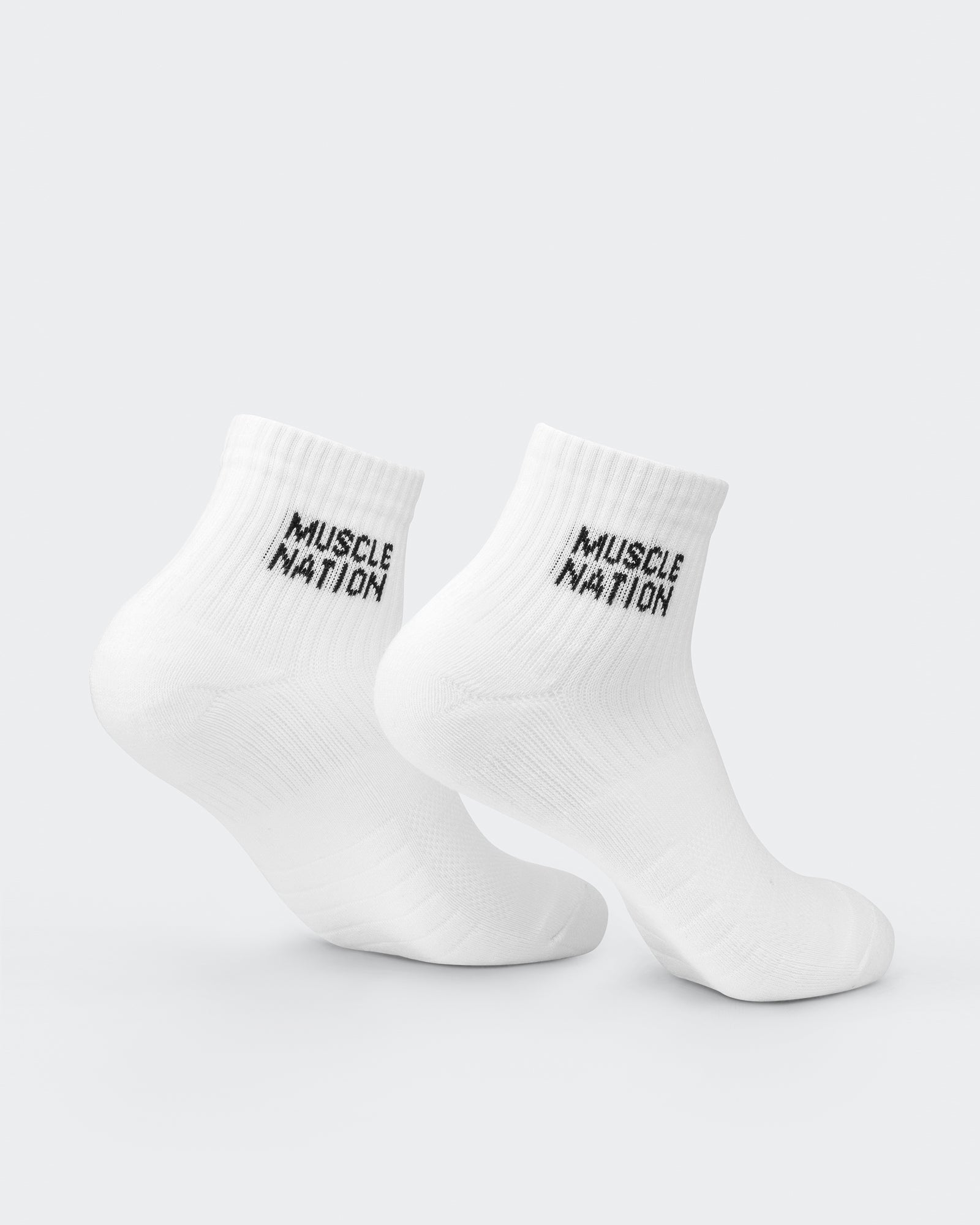 Womens 1/4 Crew Sock (2X Pack) - Black / White-Socks-ACC1125205BLKWHT-MNAPPRL47940-9-Muscle Nation