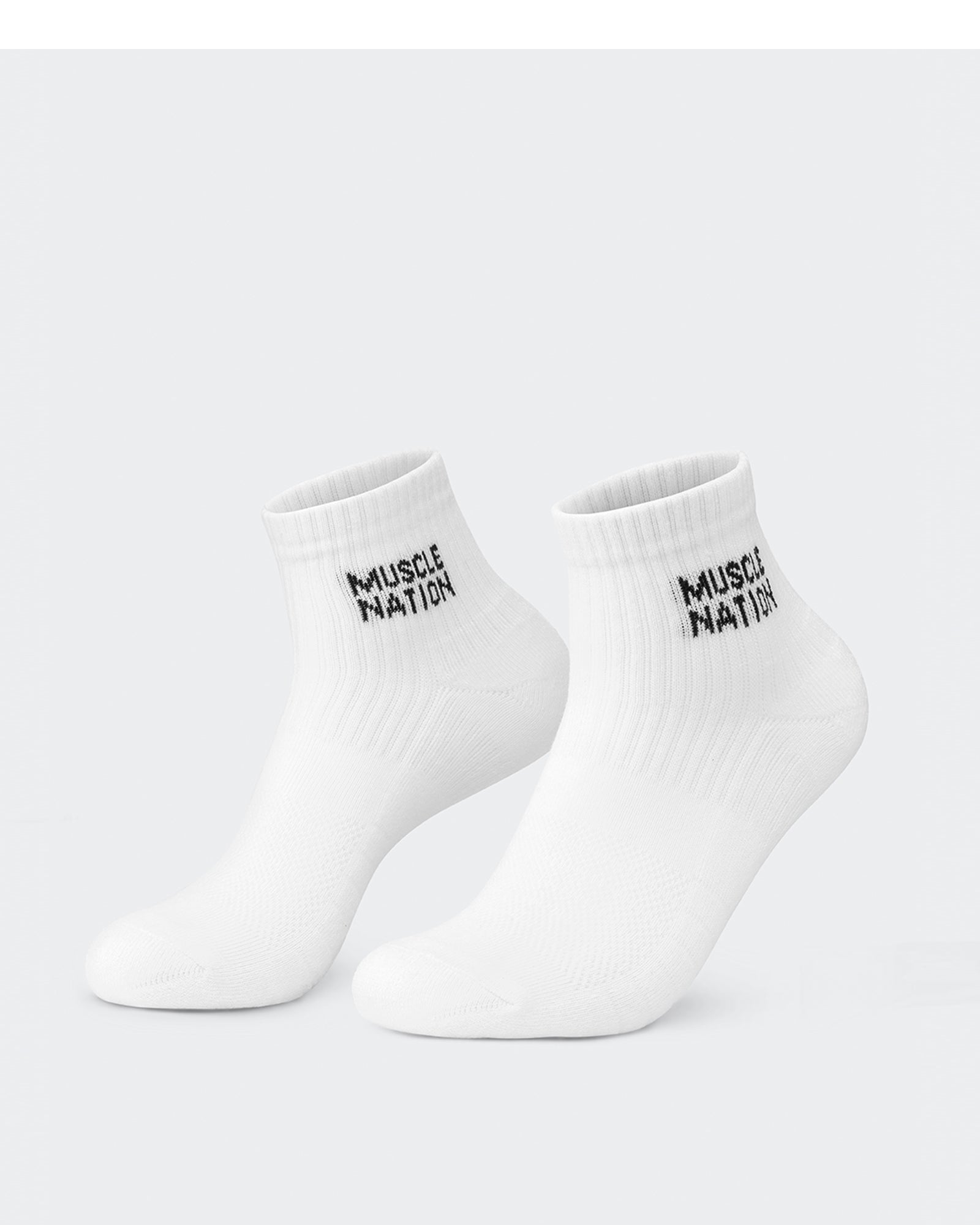 Womens 1/4 Crew Sock (2X Pack) - Black / White-Socks-ACC1125205BLKWHT-MNAPPRL47940-7-Muscle Nation