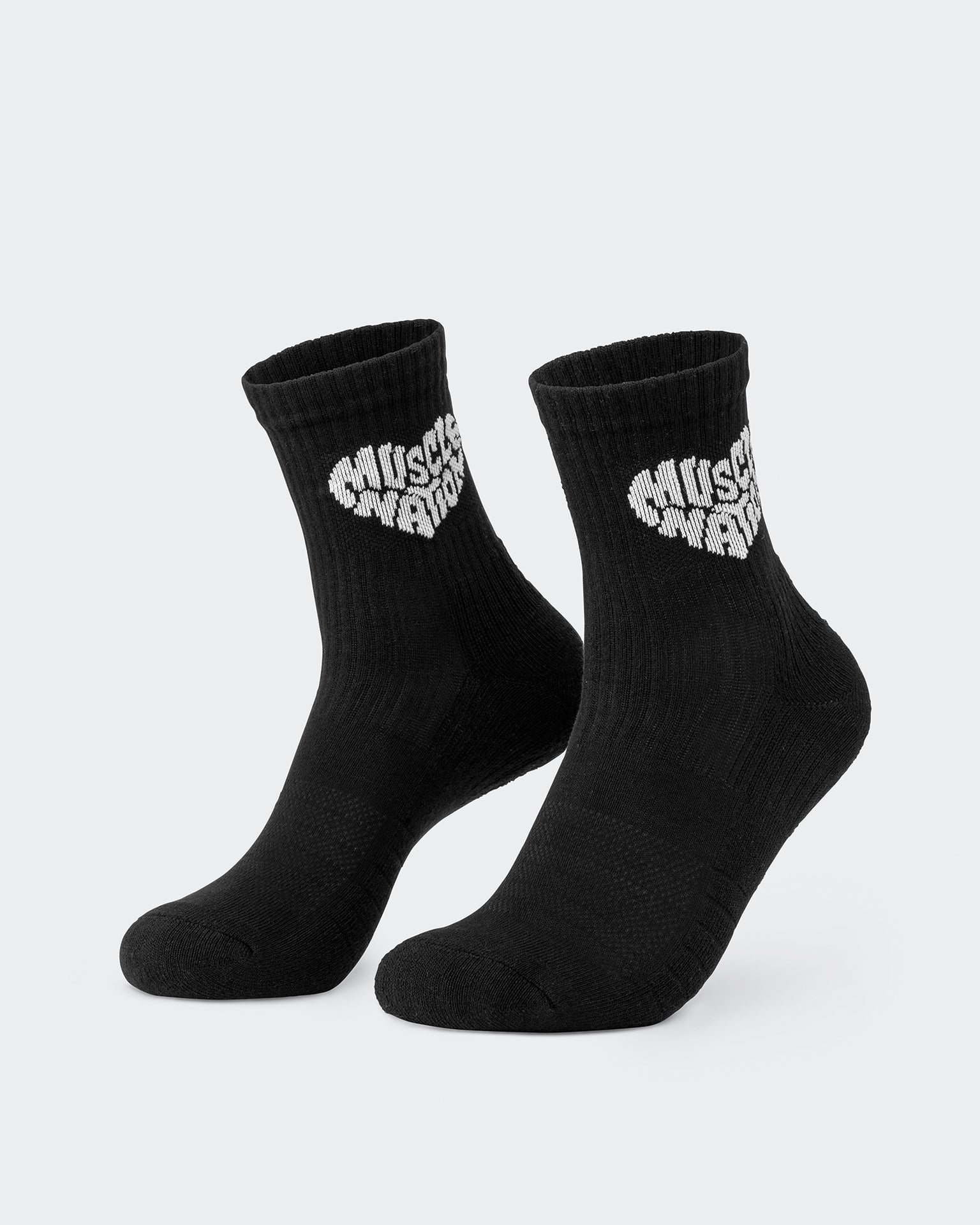 Womens Heart Crew Sock (2x Pack) - White/ Black-Socks-White/ Black-ACC1124158WHTBLK-ONE-MNAPPRL32717-3-Muscle Nation