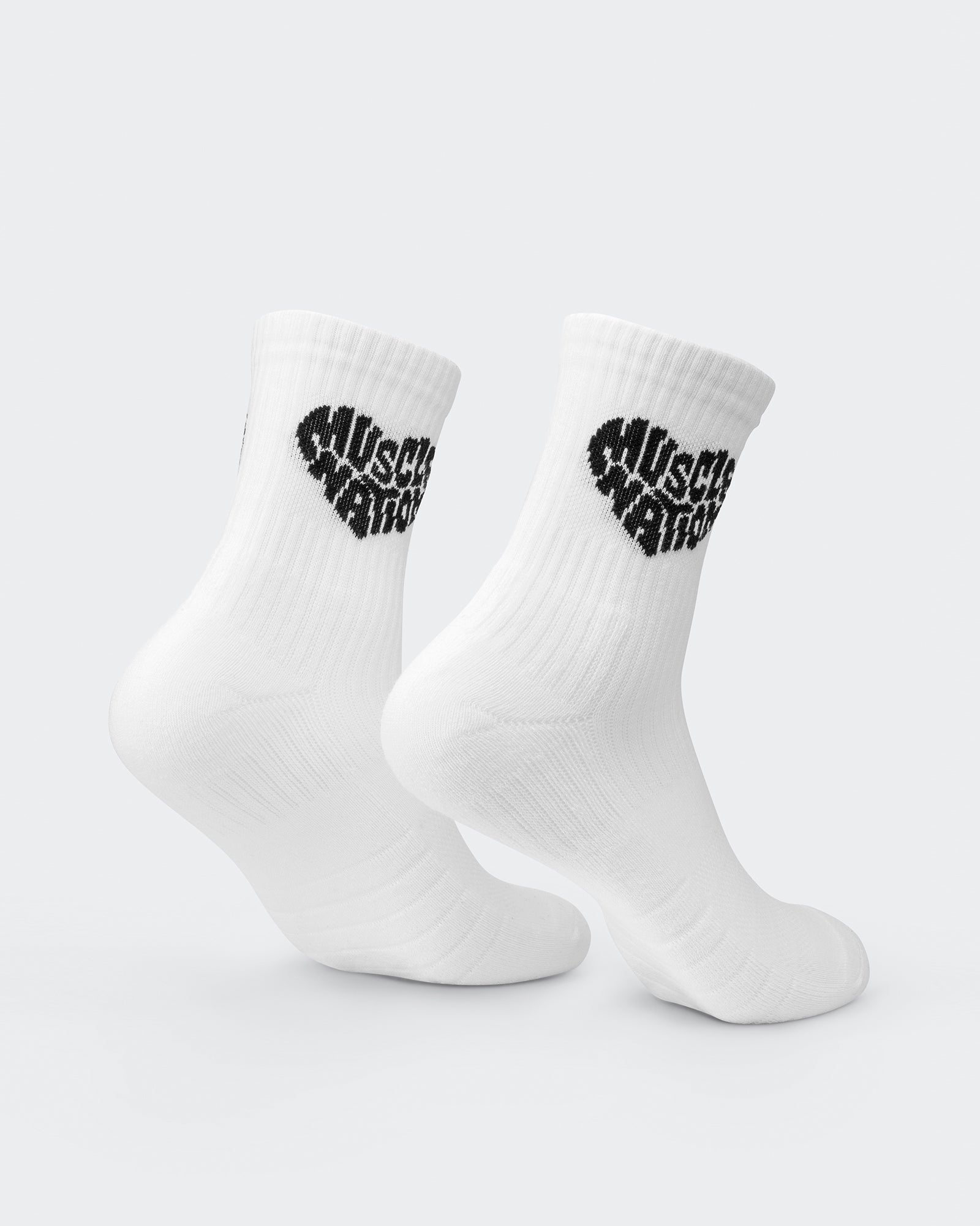 Womens Heart Crew Sock (2x Pack) - White/ Black-Socks-White/ Black-ACC1124158WHTBLK-ONE-MNAPPRL32717-4-Muscle Nation