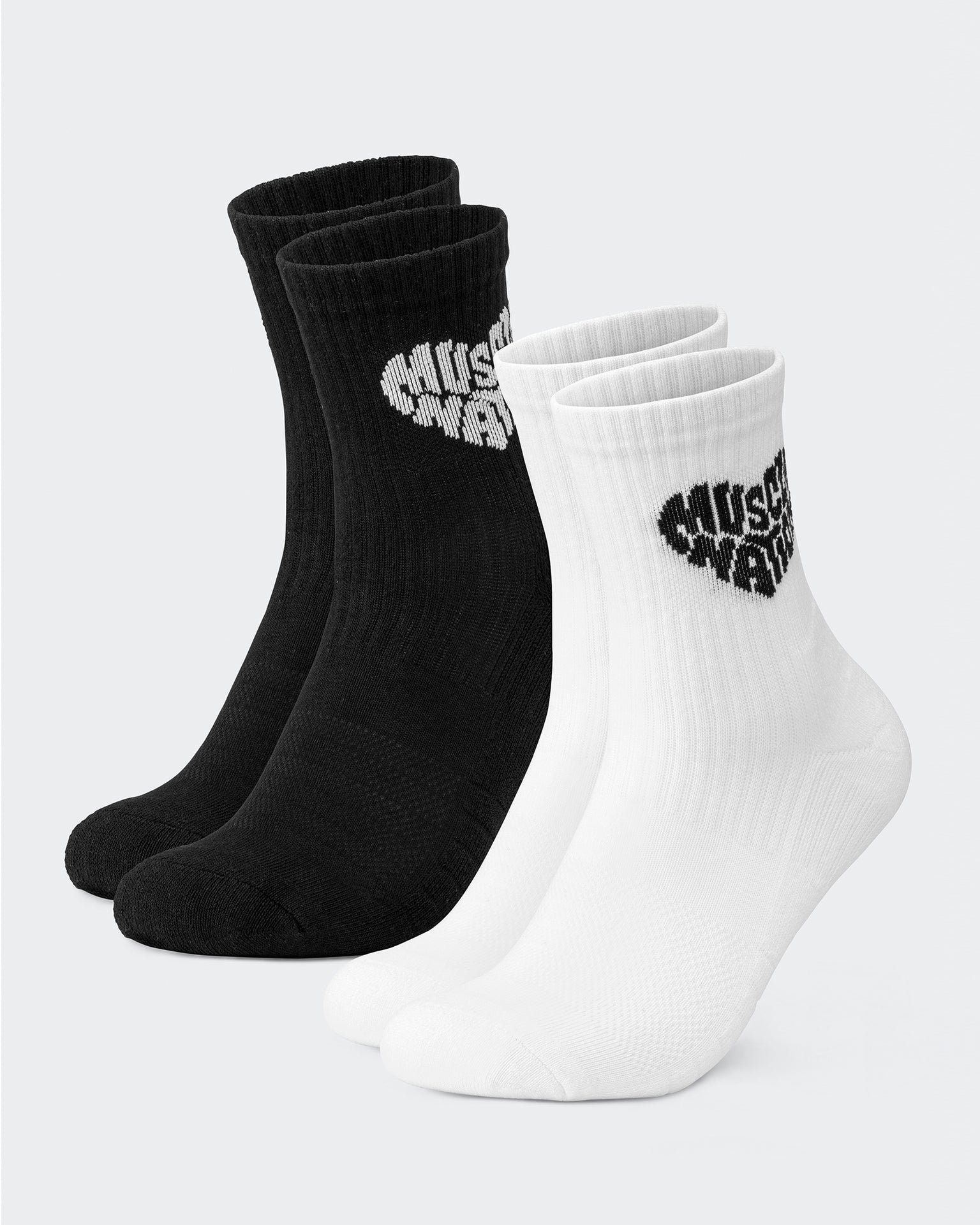 Womens Heart Crew Sock (2x Pack) - White/ Black-Socks-White/ Black-ACC1124158WHTBLK-ONE-MNAPPRL32717-1-Muscle Nation