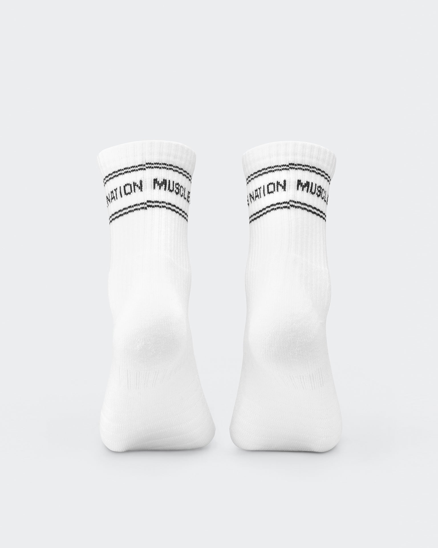 Womens Stripe Crew Sock (2x Pack) - White-Socks-White-ACC1124168WHT-ONE-MNAPPRL32722-5-Muscle Nation