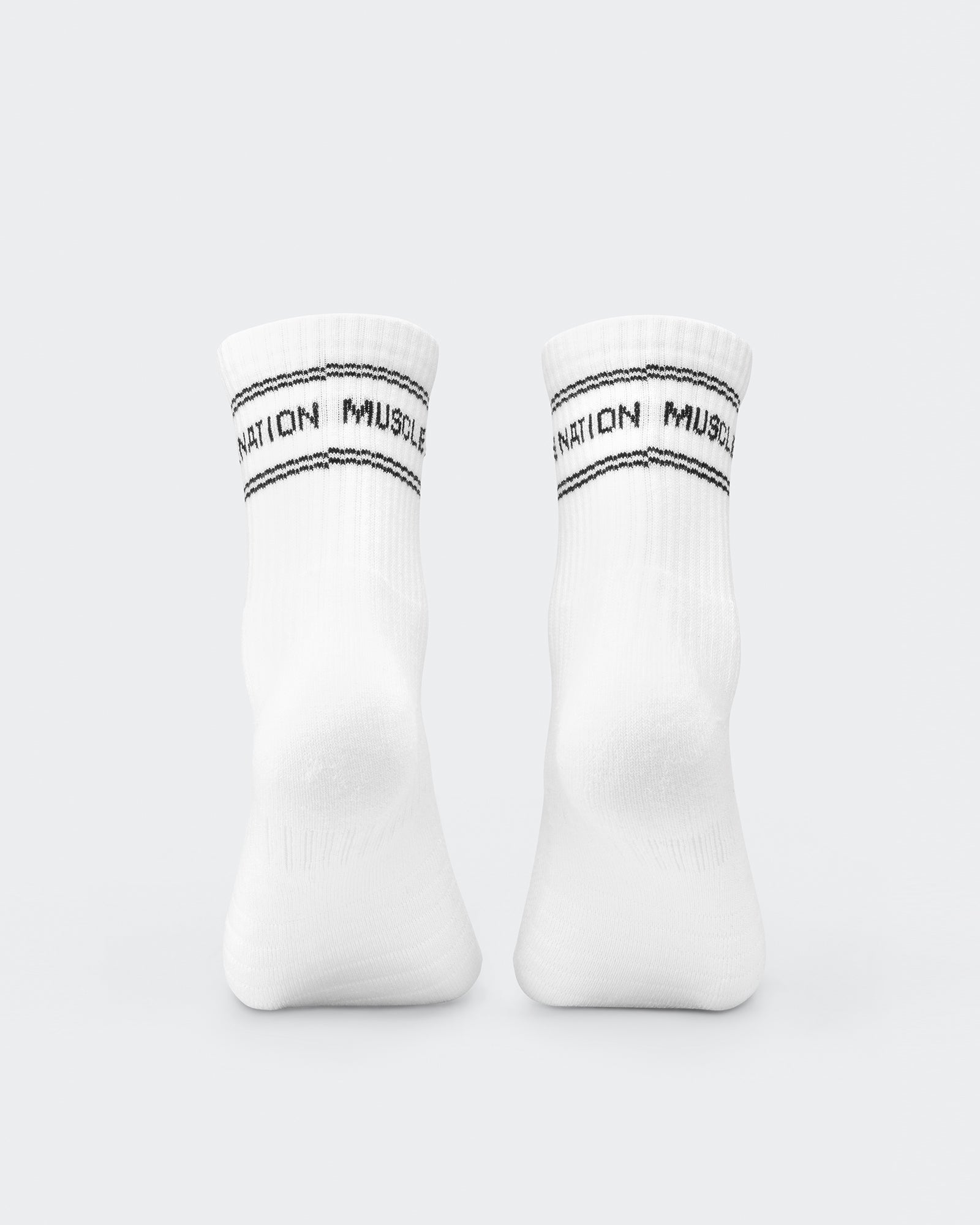 Womens Stripe Crew Sock (2x Pack) - White-Socks-White-ACC1124168WHT-ONE-MNAPPRL32722-5-Muscle Nation