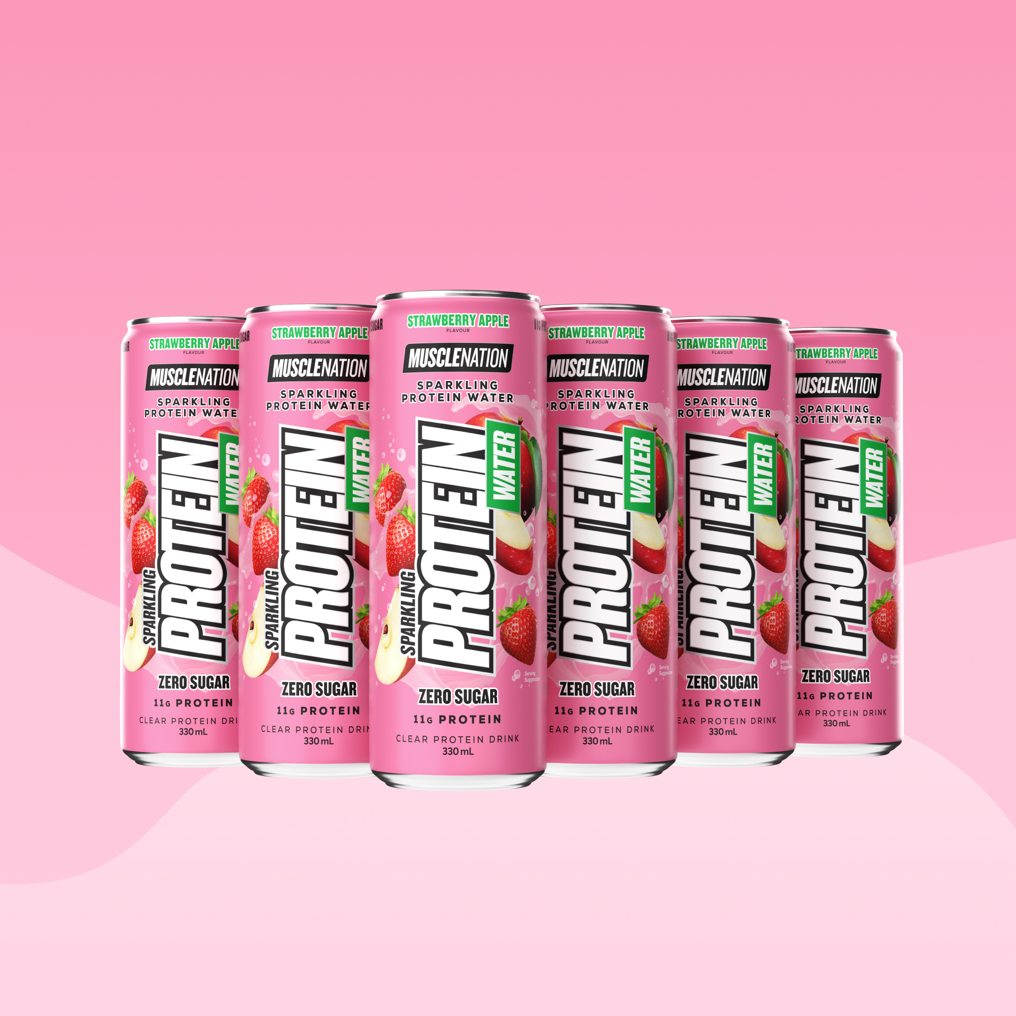 SPARKLING PROTEIN WATER Zero Sugar - Strawberry Apple 330ml (12 Pack)-Sparkling Protein Water-MNSUPPS0278-0119359054002071-1-Muscle Nation