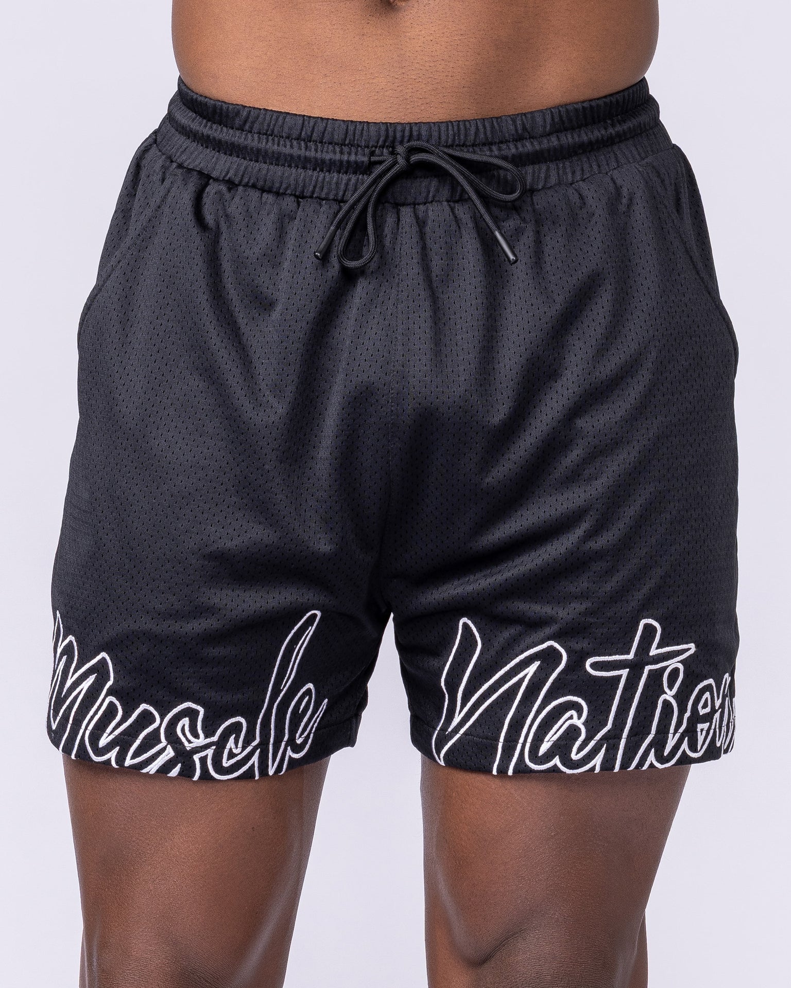 Script Lay Up 4" Shorts - Black-Shorts-S-112555BLK-S-MNAPPRL47097-6-Muscle Nation