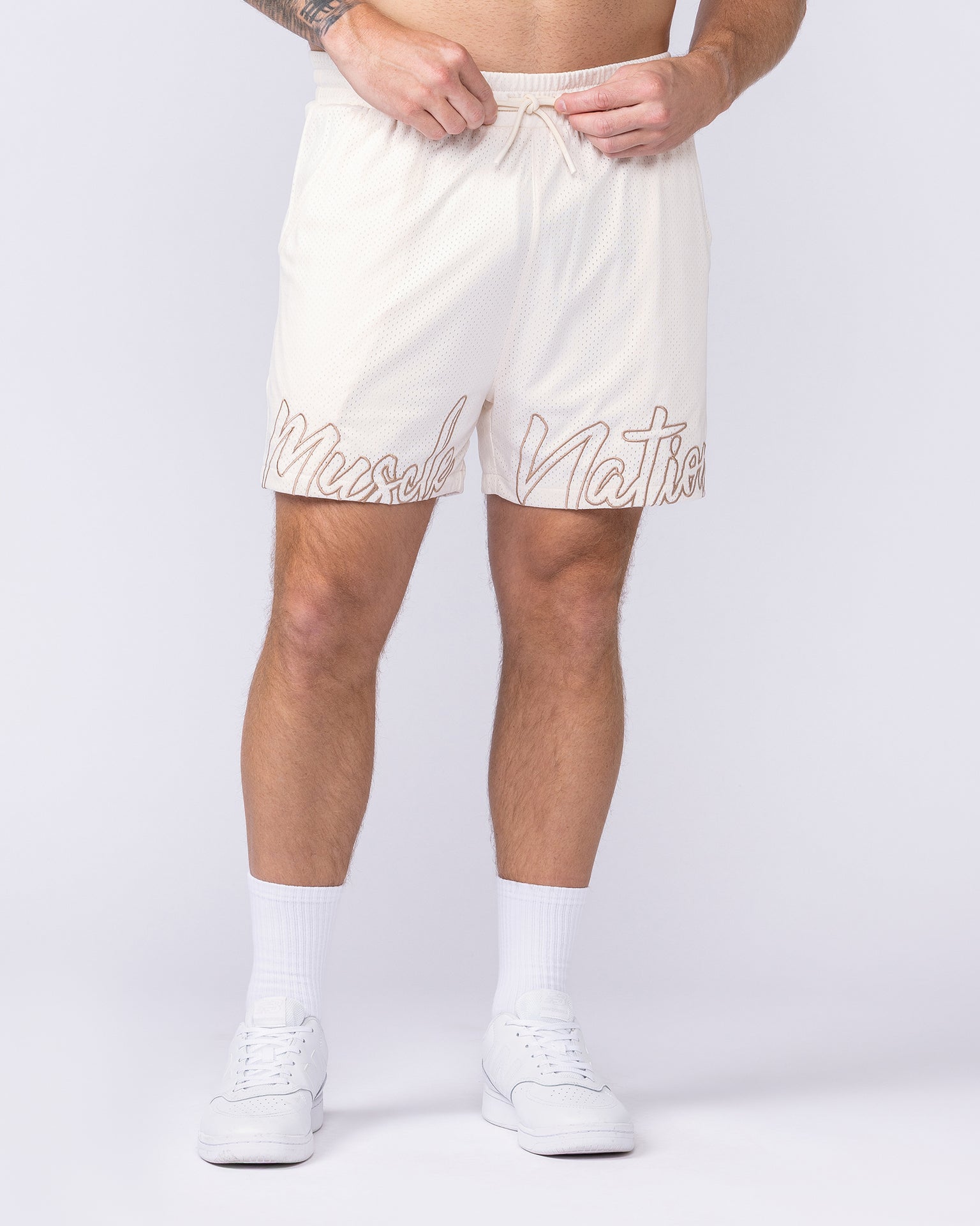 Script Lay Up 4" Shorts - Travertine-Shorts-S-112555TRAV-S-MNAPPRL47104-1-Muscle Nation
